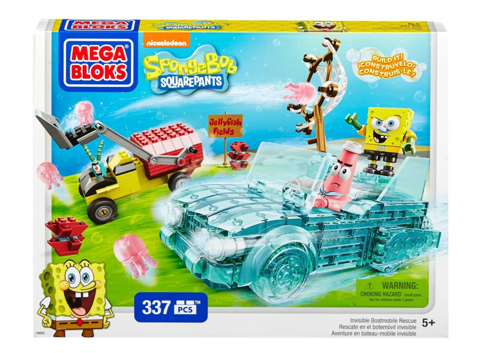 V *TRADE QTY* Brand New Mega Blocks Nickelodeon SpongeBob SquarePants Invisible Boatmobile Rescue