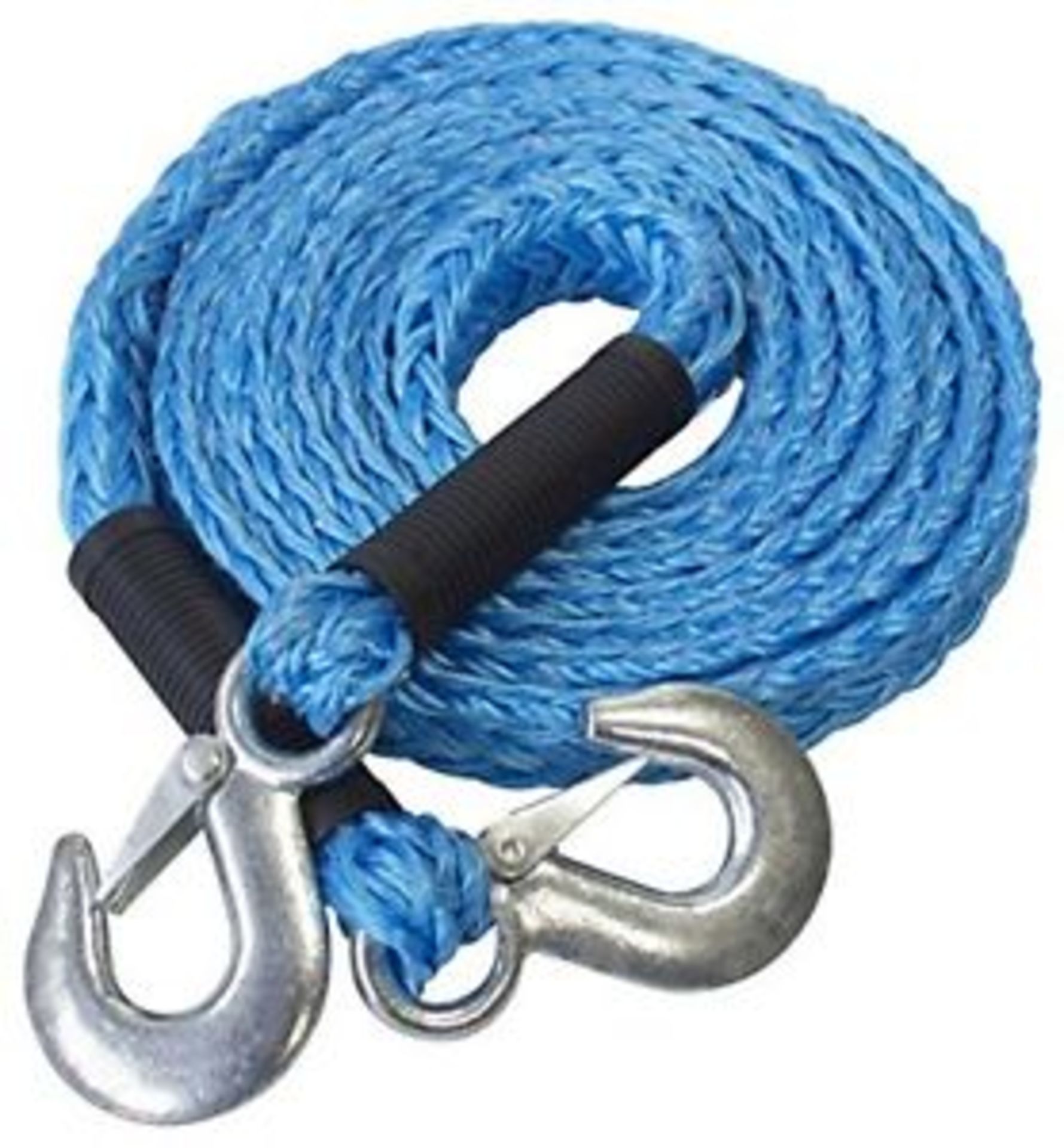 V *TRADE QTY* Brand New Four Metre Tow Rope With Shackle Hooks - Extremely Strong Polypropylene Rope