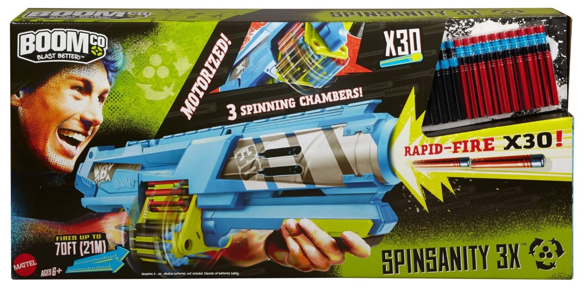 V *TRADE QTY* Brand New Boom Co Spinsanity Motorised Blaster With 30 Darts ISP£34.42 kidits.co.uk
