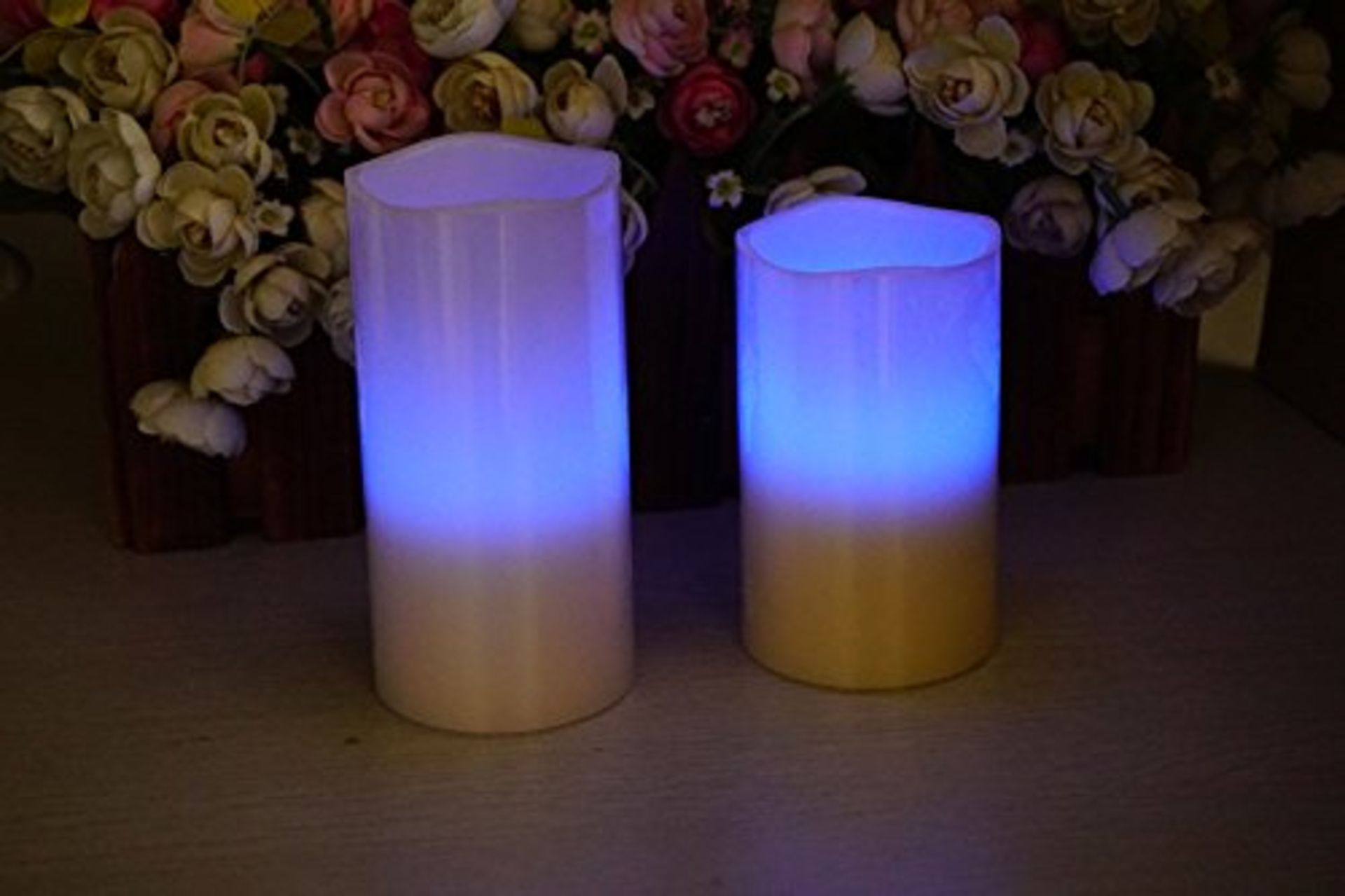 V Brand New 2 Pack of LED Rechargeable Jasmine Scented Candles with Colour changing Remote Control - Image 2 of 2