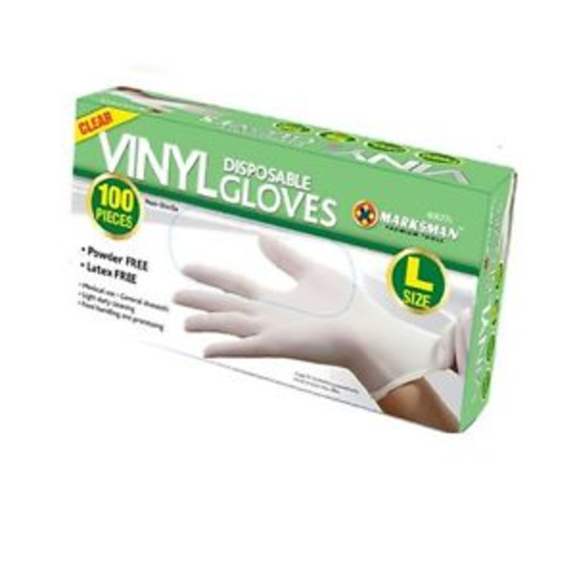 V *TRADE QTY* Brand New Box Of 100 Disposable Vinyl Gloves - Size Large X 4 YOUR BID PRICE TO BE