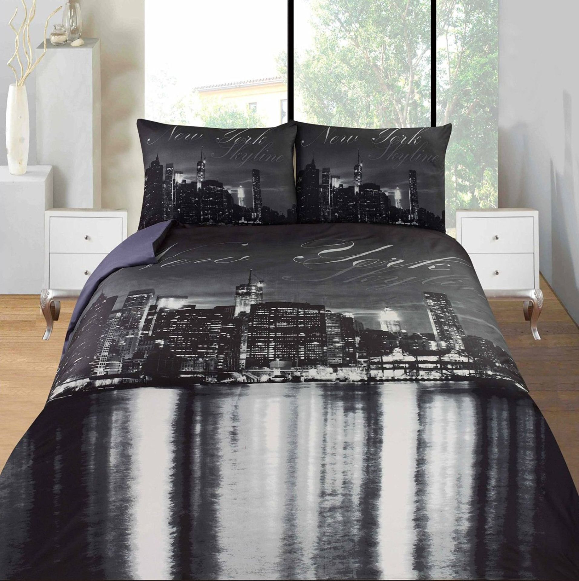 V *TRADE QTY* Brand New Three Piece 3D Printed Duvet Set-New York Night Scene £19 (Amazon) X 8