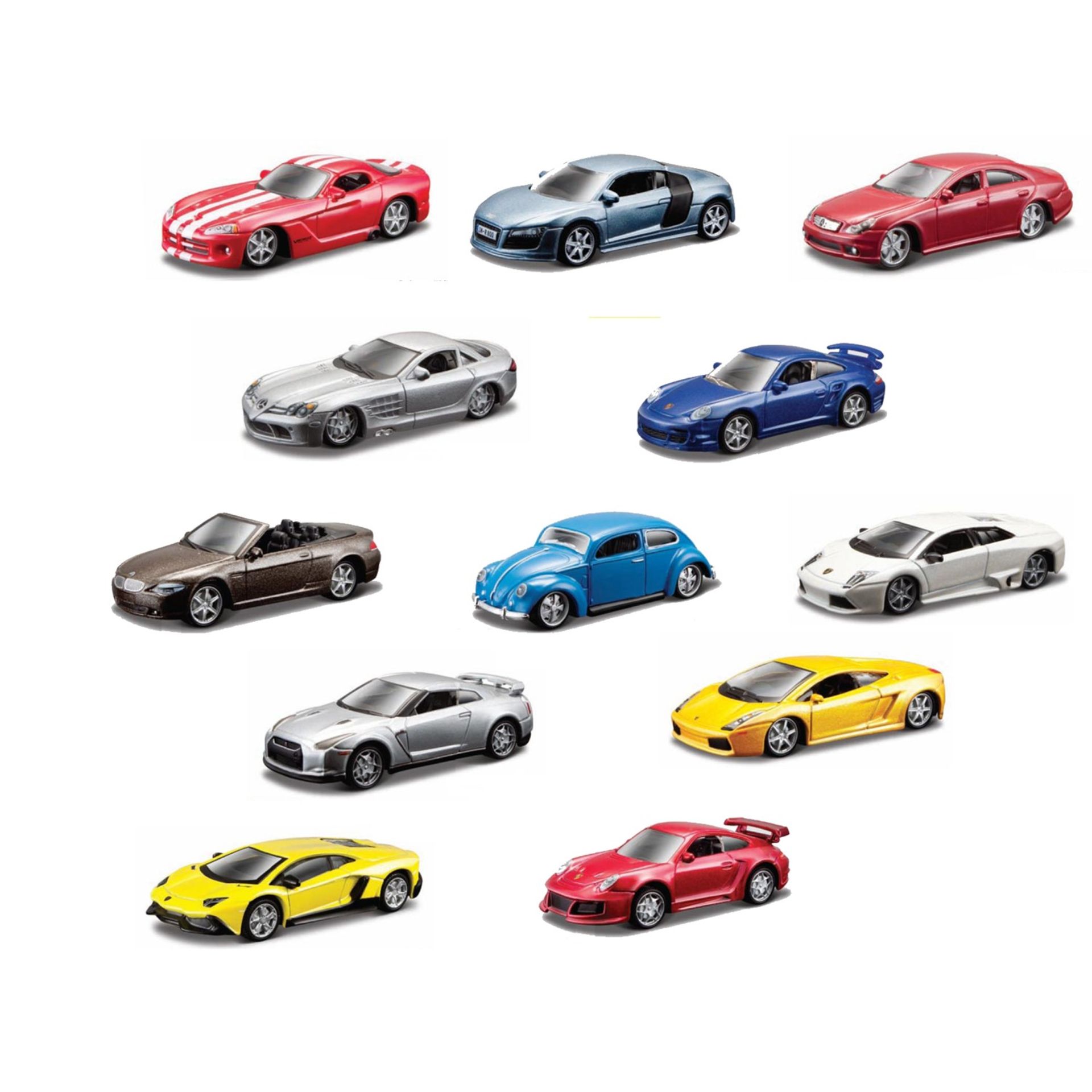 V *TRADE QTY* Brand New Lot of Twelve Burago Toy Cars 1/64 Scale (Cars May Vary From Image - For