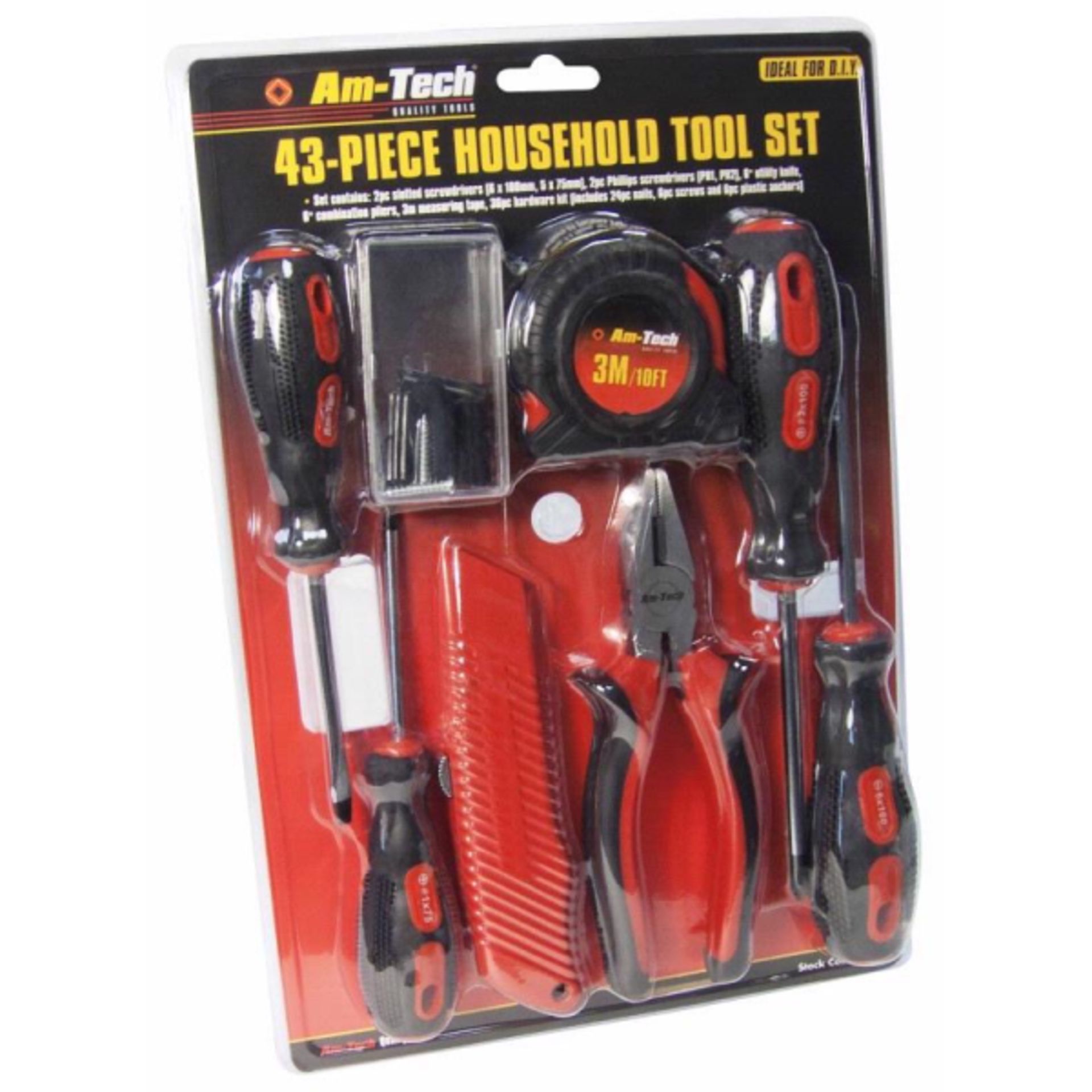 V *TRADE QTY* Brand New Forty Three Piece Household Tool Set Inc Pliers, Screwdrivers Etc X 3 YOUR
