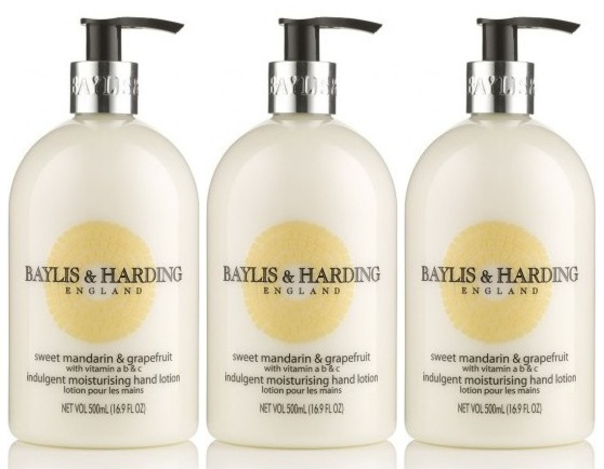 V *TRADE QTY* Brand New Three Baylis & Harding Sweet Manderin & Grapefruit Hand Lotion 500ml -