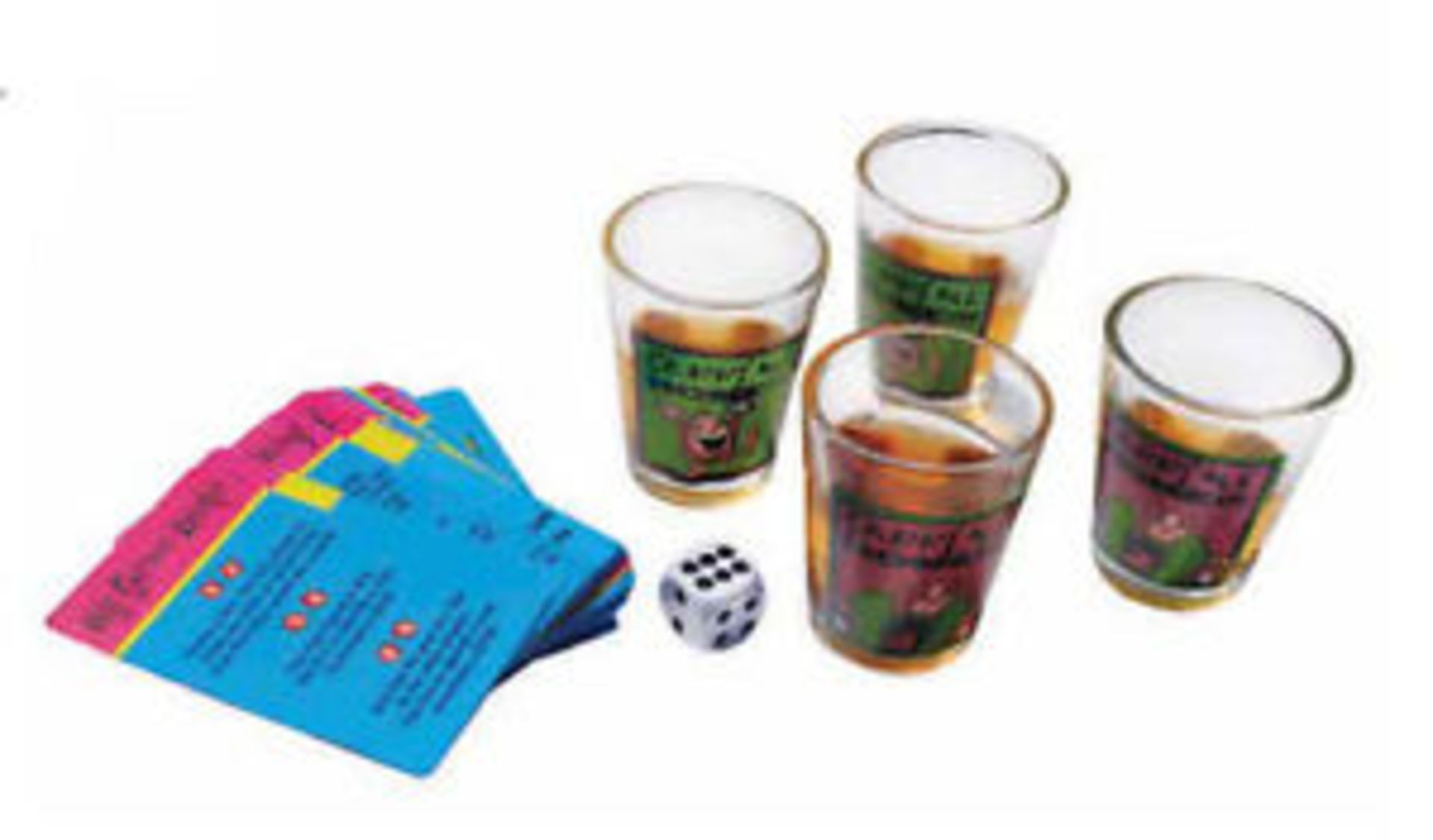 V *TRADE QTY* Brand New Drinking Card Games Includes 4 Shot Glasses & Dice (10 Different Games) X200