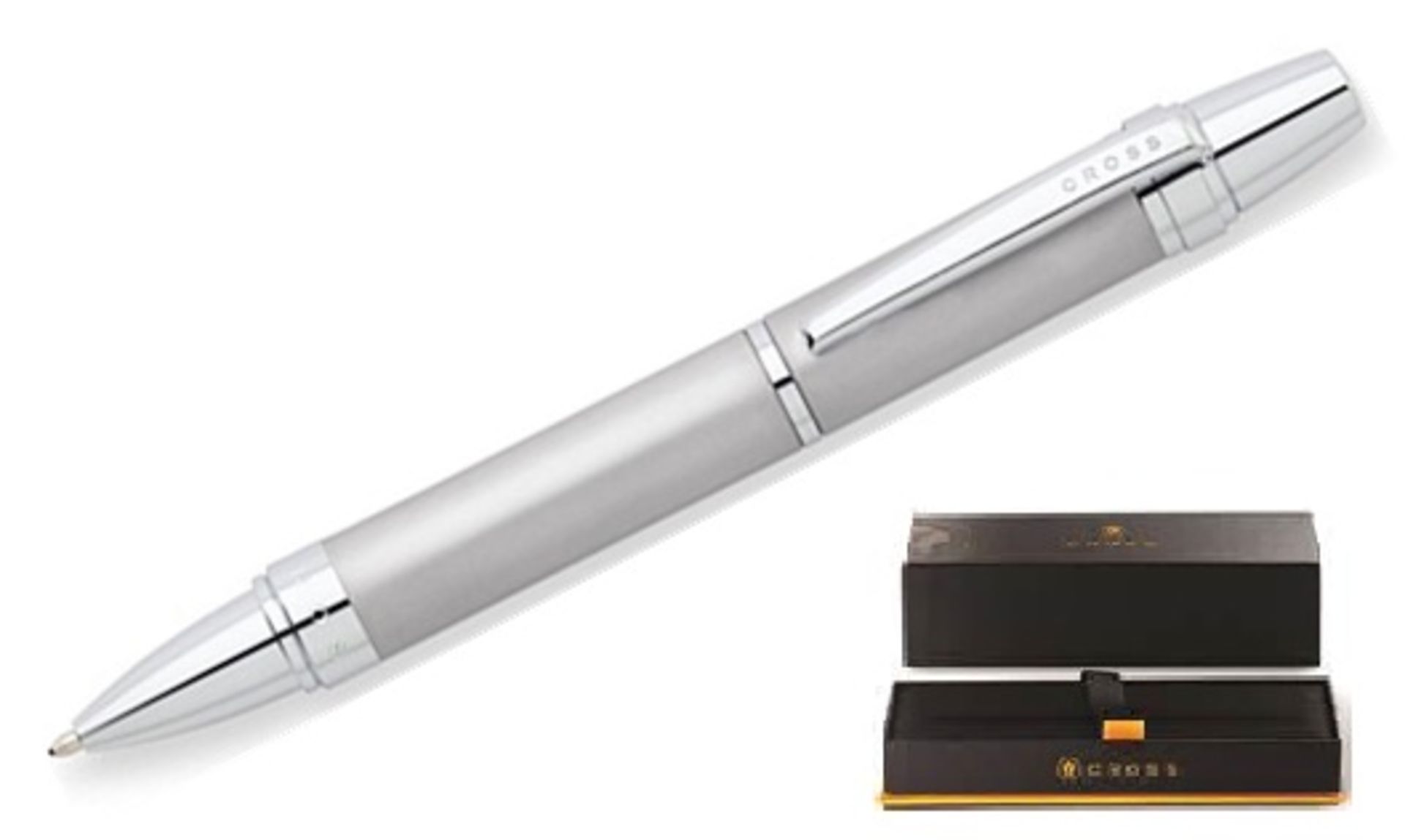 V Brand New Cross Nile Satin Chrome Ballpoint Pen - RRP £25.00 - Amazon Price £17.68 X 2 YOUR BID