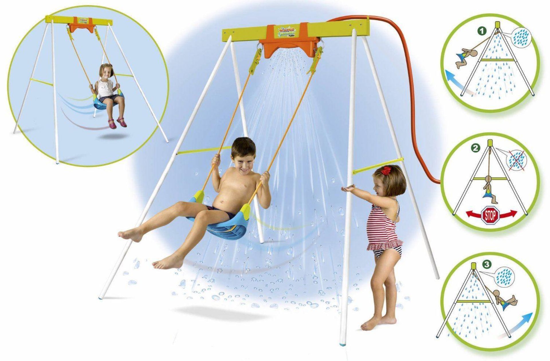 V Brand New Feber complete Outdoor Swing With water Spray Attachment Littlewoods Price £64.99