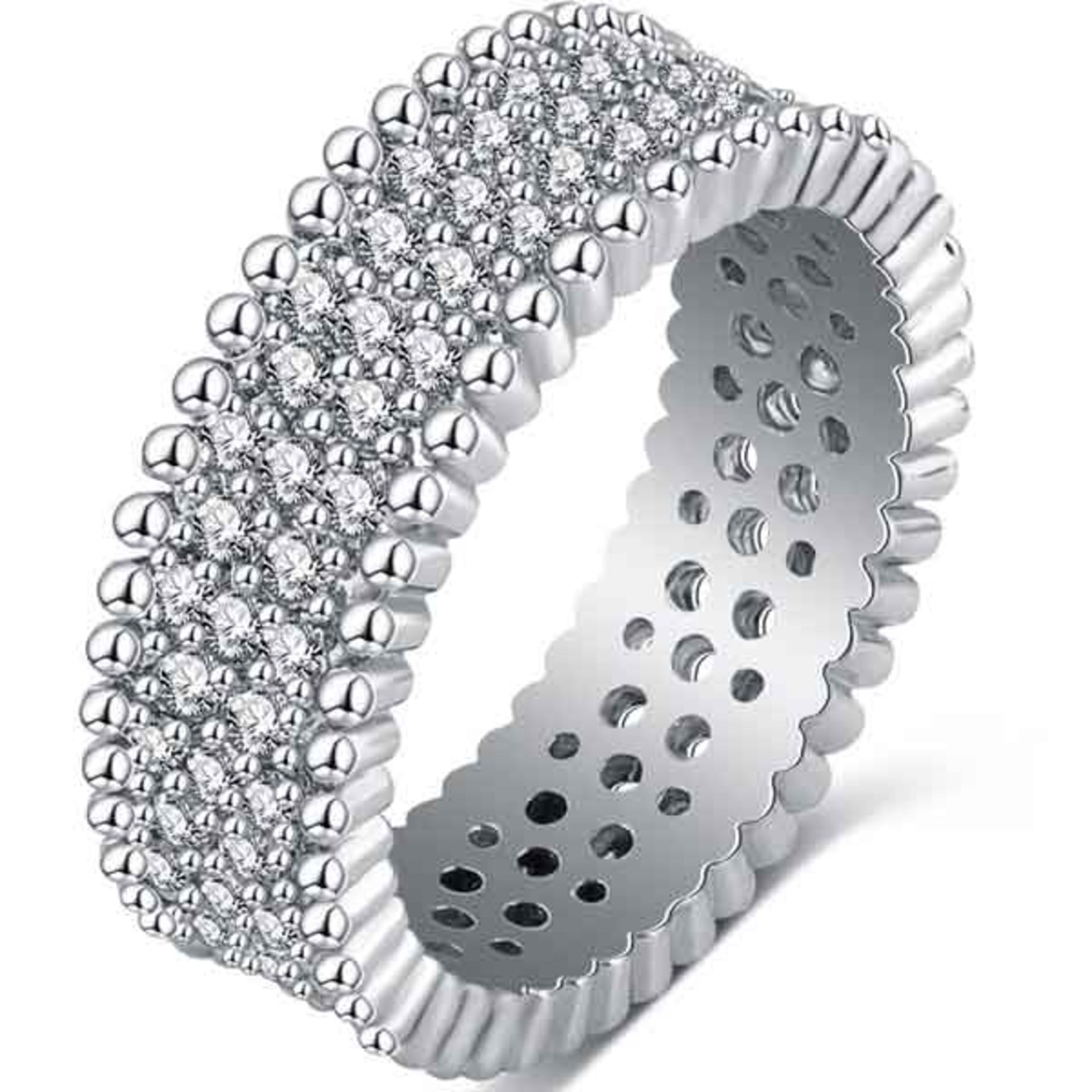 V Brand New Platinum Plated Micro Pave CZ Eternity Ring X 2 YOUR BID PRICE TO BE MULTIPLIED BY TWO