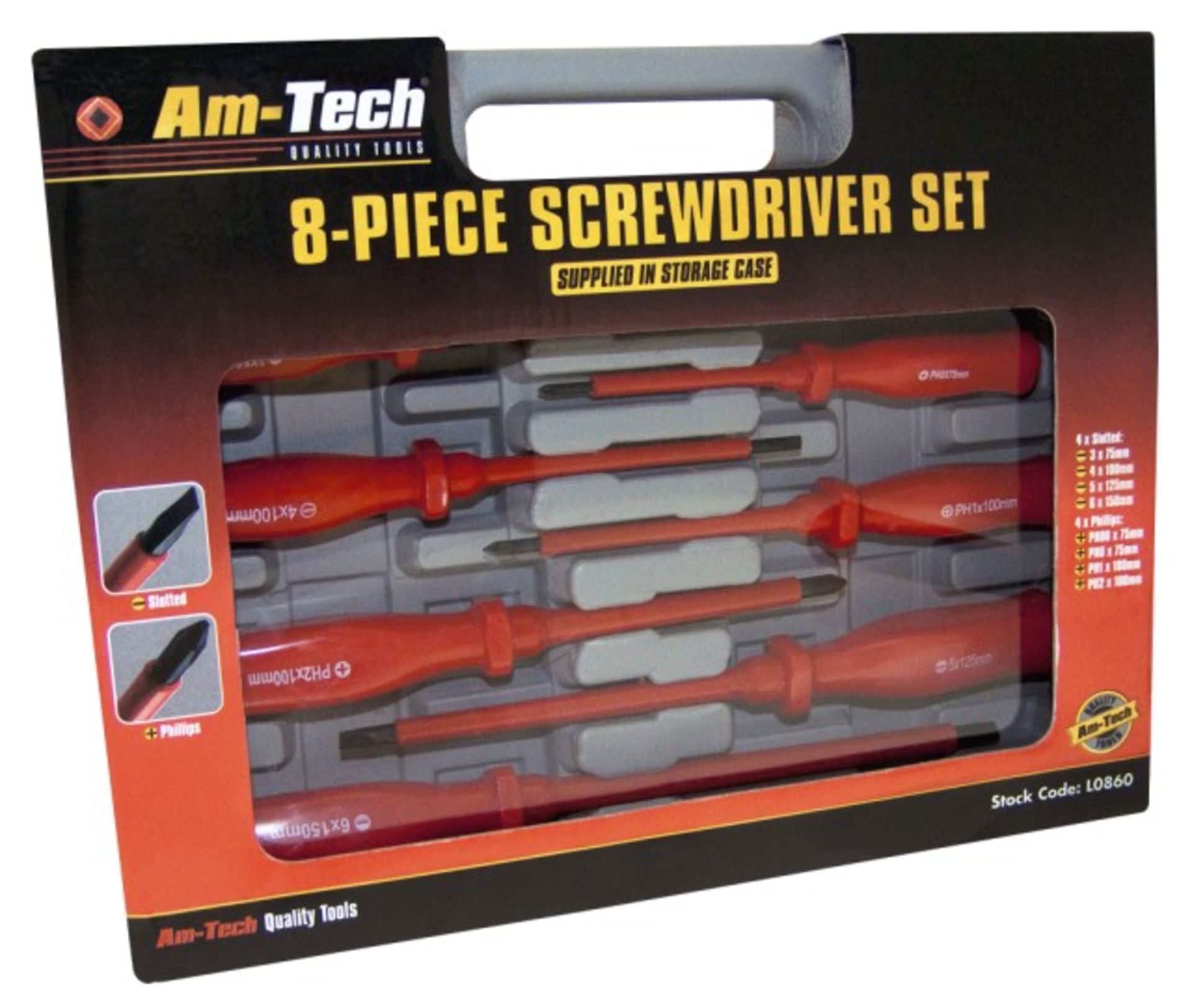 V *TRADE QTY* Brand New Eight Piece Screwdriver Set In Carry case X 4 YOUR BID PRICE TO BE