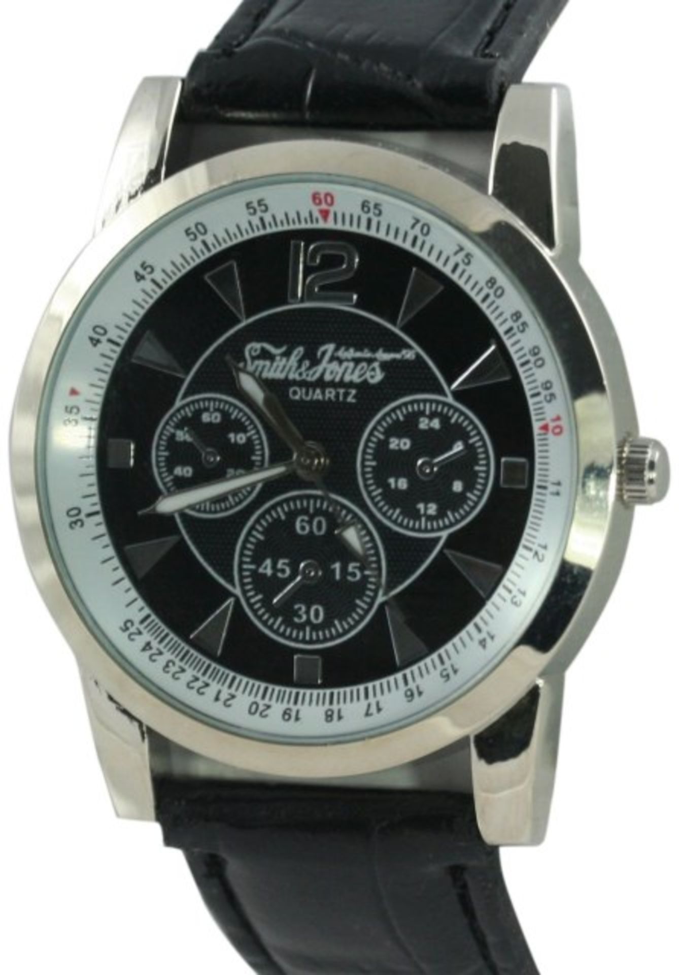 V Brand New Gents Smith & Jones Black Strap Black Face Three Dial Watch X 2 YOUR BID PRICE TO BE
