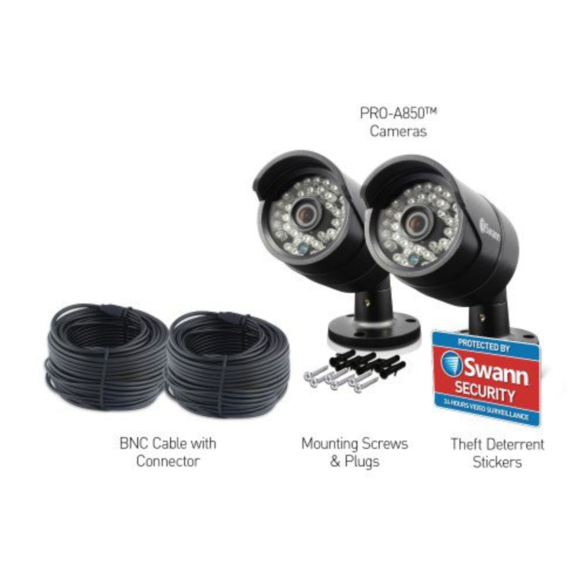 V *TRADE QTY* Grade A Swann H850 PK2 720p Security Camera - 30 Meter Night Vision - Weather Proof