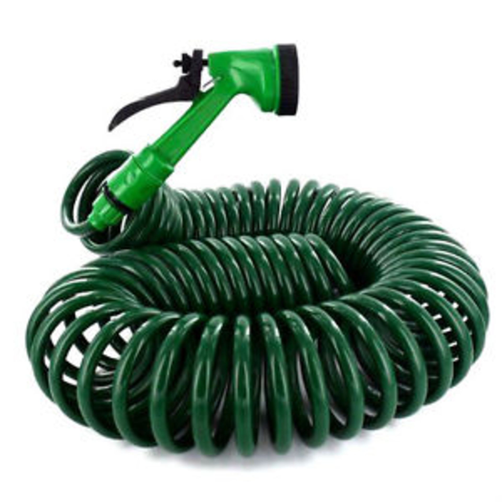 V Brand New 15m Coil Garden Lightweight Hose with Nozzle Set - 5 Funcions - 2 Female Hose Fittings -