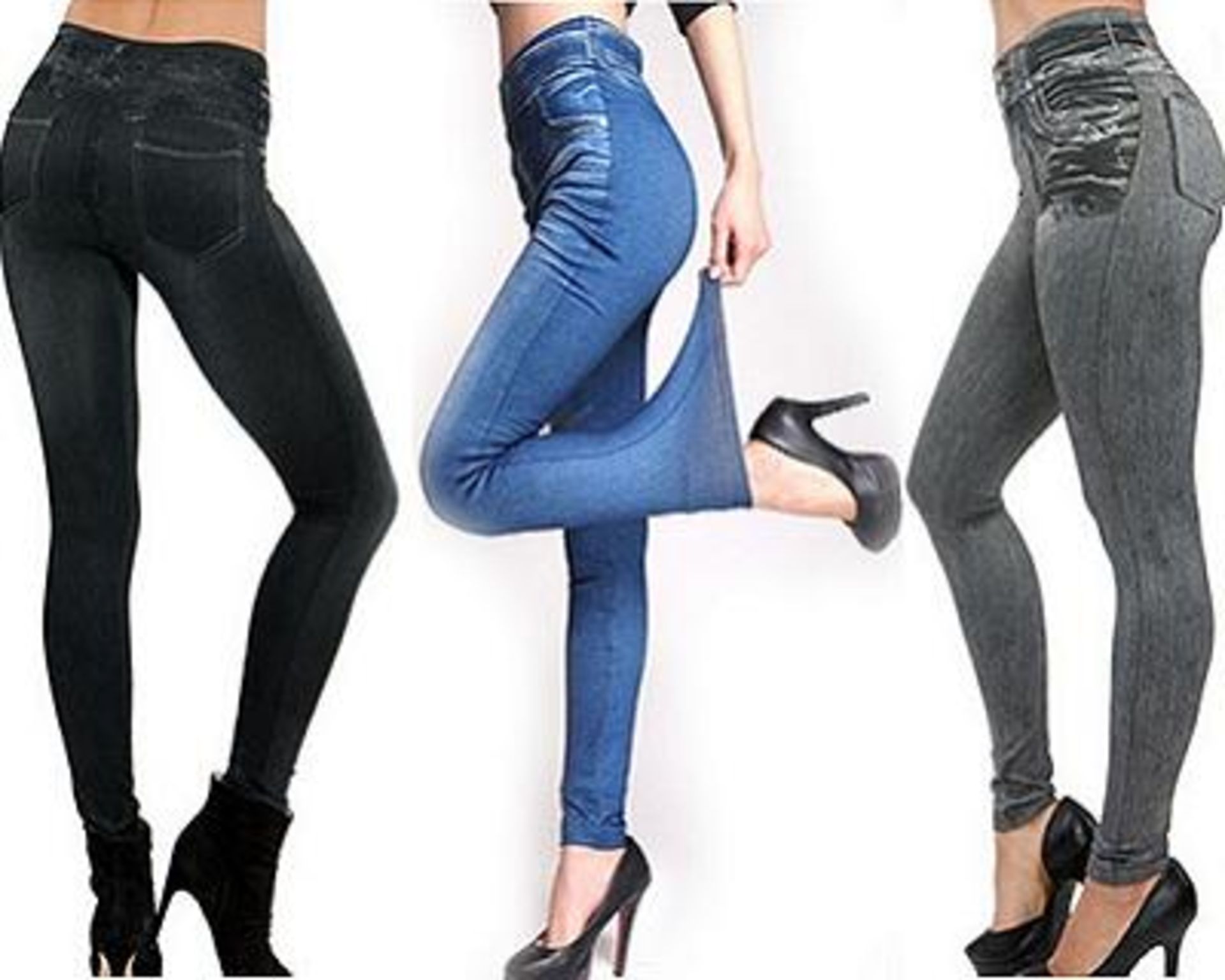V *TRADE QTY* Brand New Three Pairs of Capri Leggings Size 14-16(L) - The look of designer jeans/