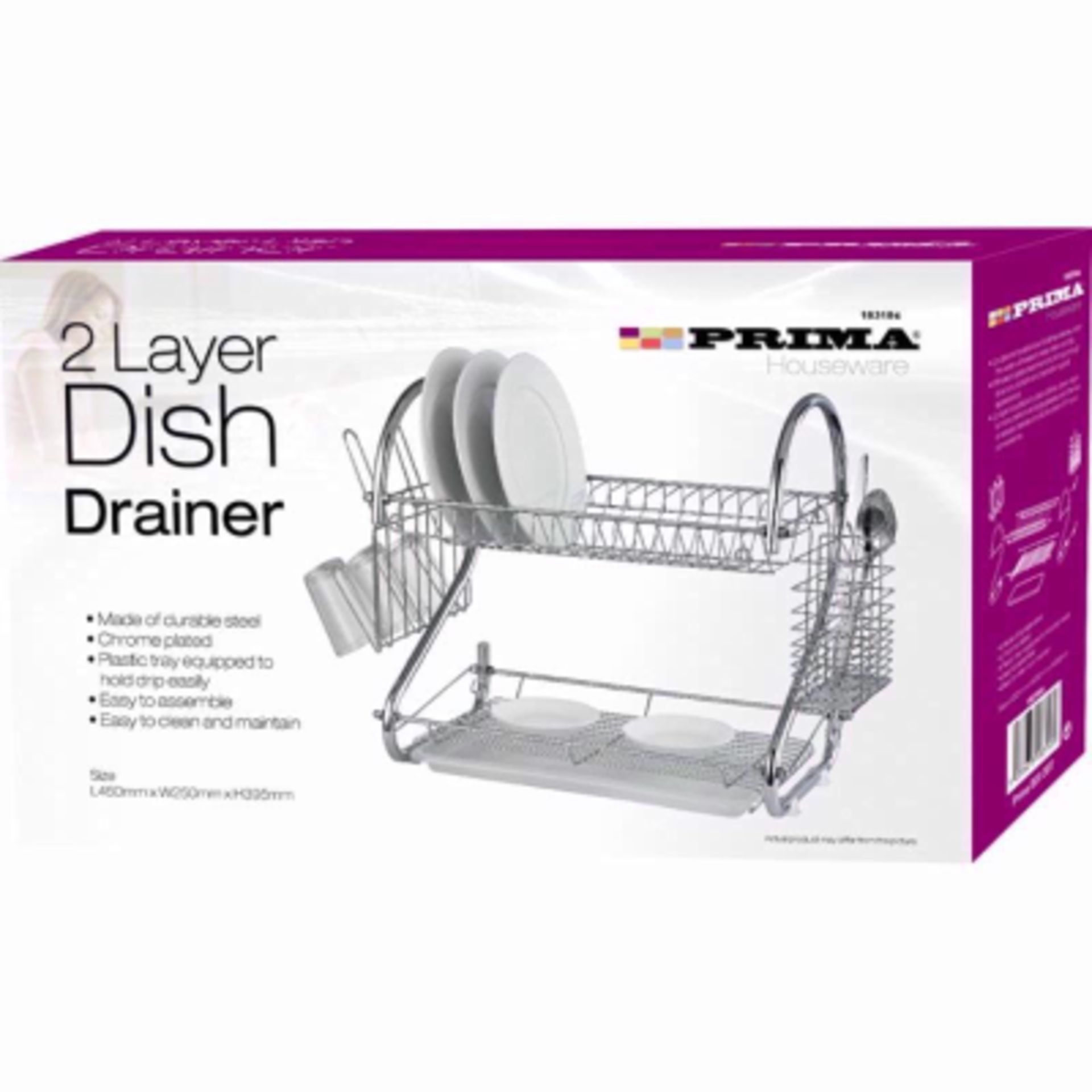 V *TRADE QTY* Brand New Two Layer Chrome Plated Dish Drainer - With Plastic Tray - Easy to