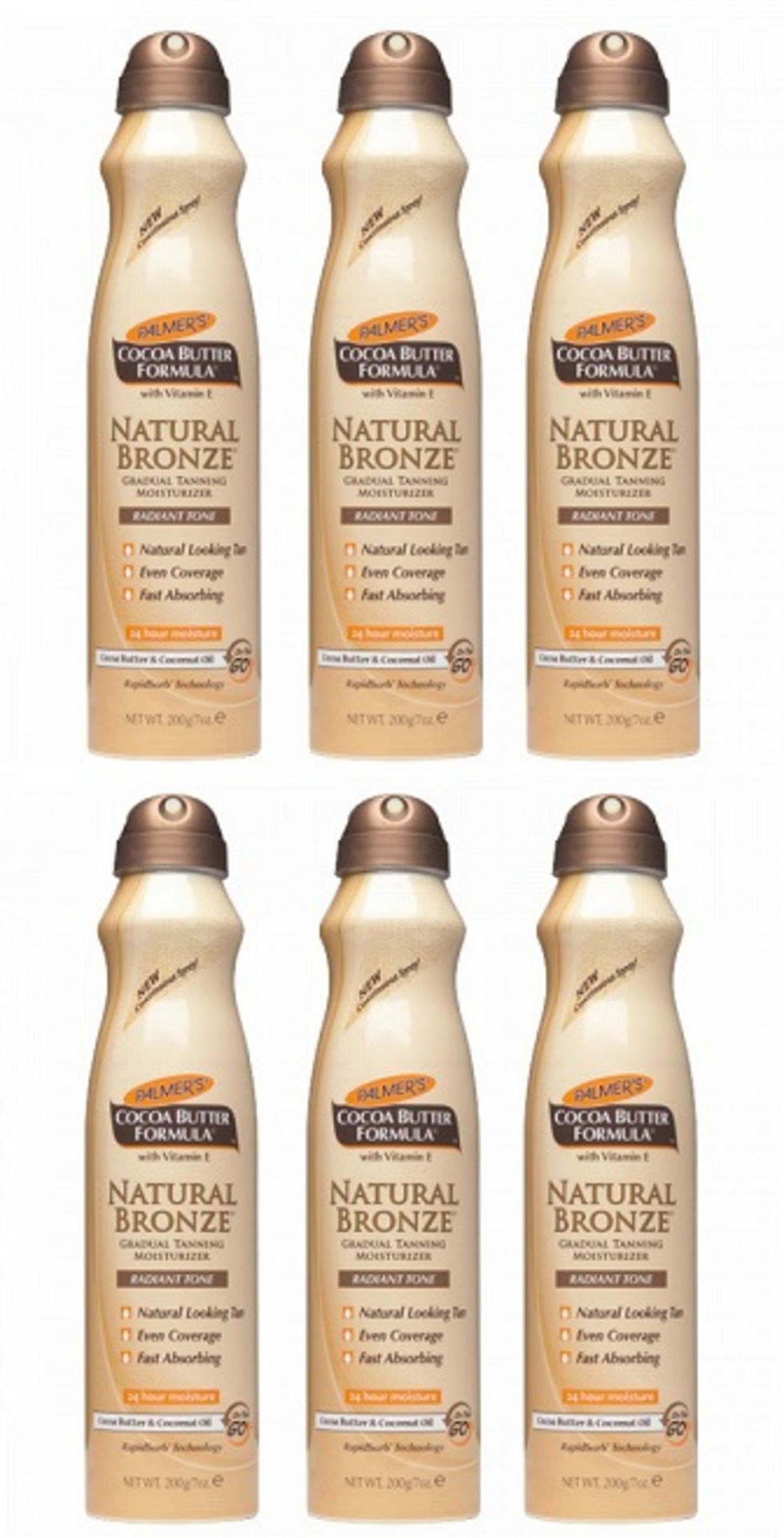 V Brand New Box Of 6 Palmers Cocoa Butter Formula Gradual Tanning Spray (200 g Each) X 2 YOUR BID