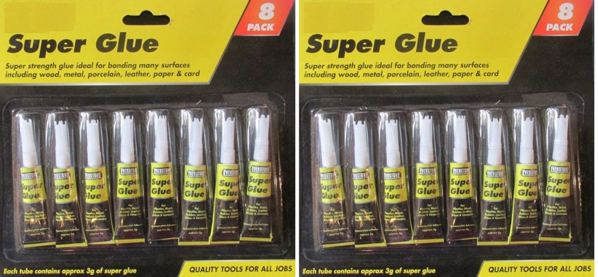 V *TRADE QTY* Brand New 3 Packs Of 8 x 3gram Super Glue - For Bonding Wood/Metal/Porecelain/Paper