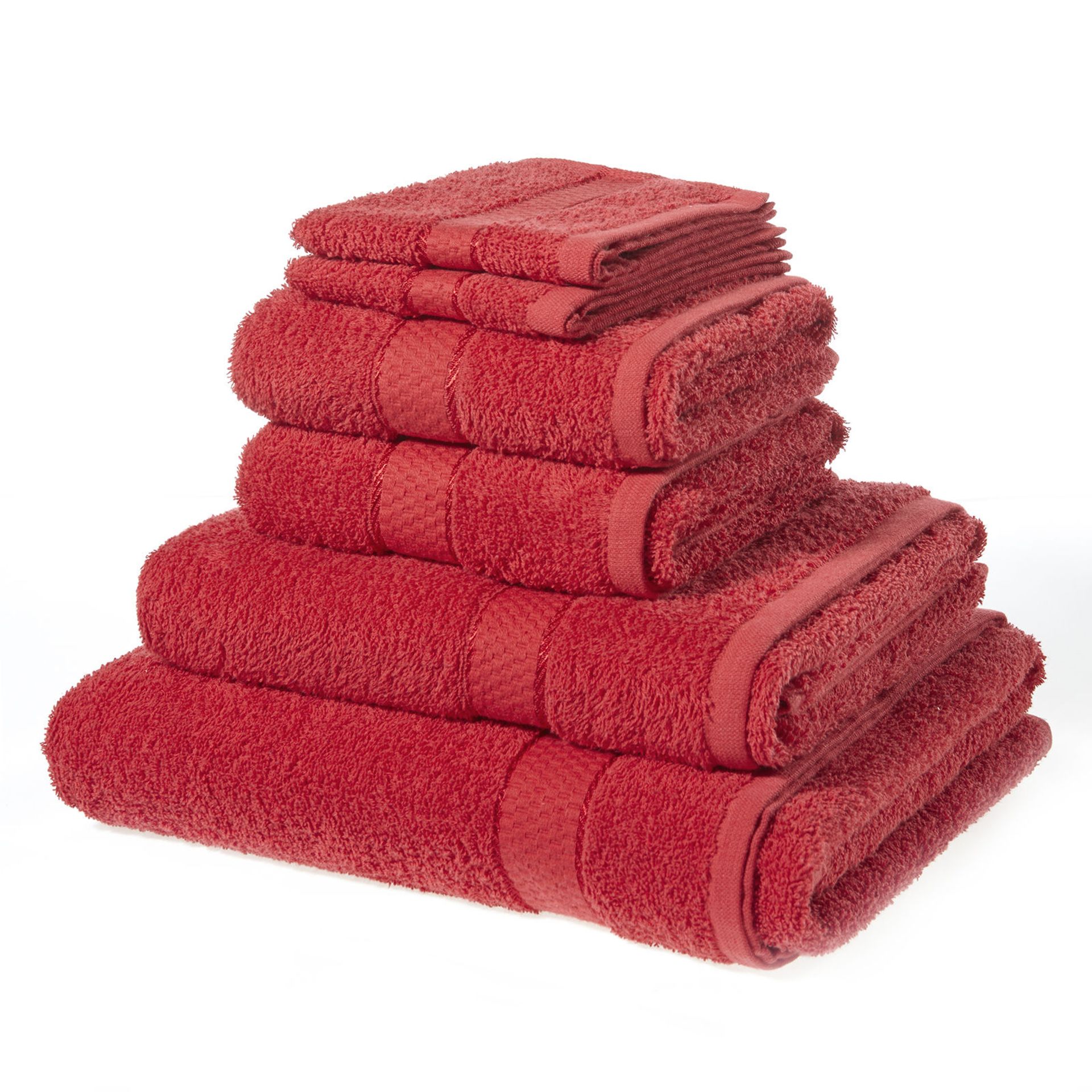 V *TRADE QTY* Brand New Red 6 Piece Towel Bale Set With 2 Face Towels - 2 Hand Towels - 1 Bath Sheet