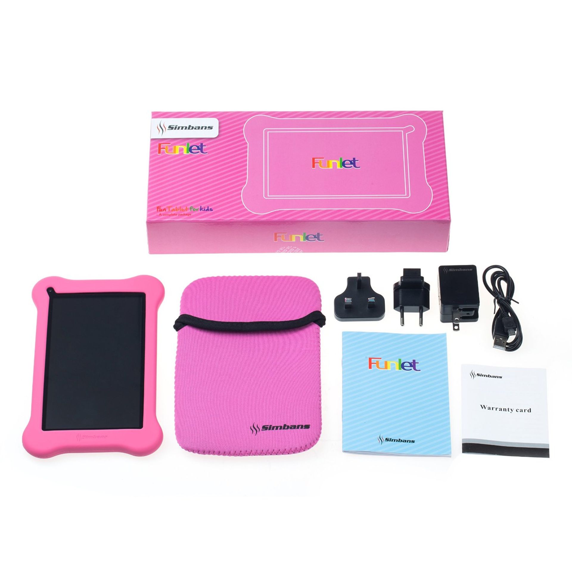 V Grade A Funlet Pink 7 inch Tablet with Protective Case and Tablet Sleeve - IPS Screen - 1GB - Bild 2 aus 2