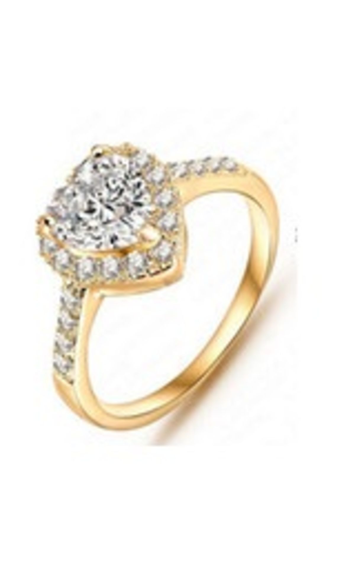V *TRADE QTY* Brand New Gold Plated Heart Shaped Ring with White Stones X 3 YOUR BID PRICE TO BE