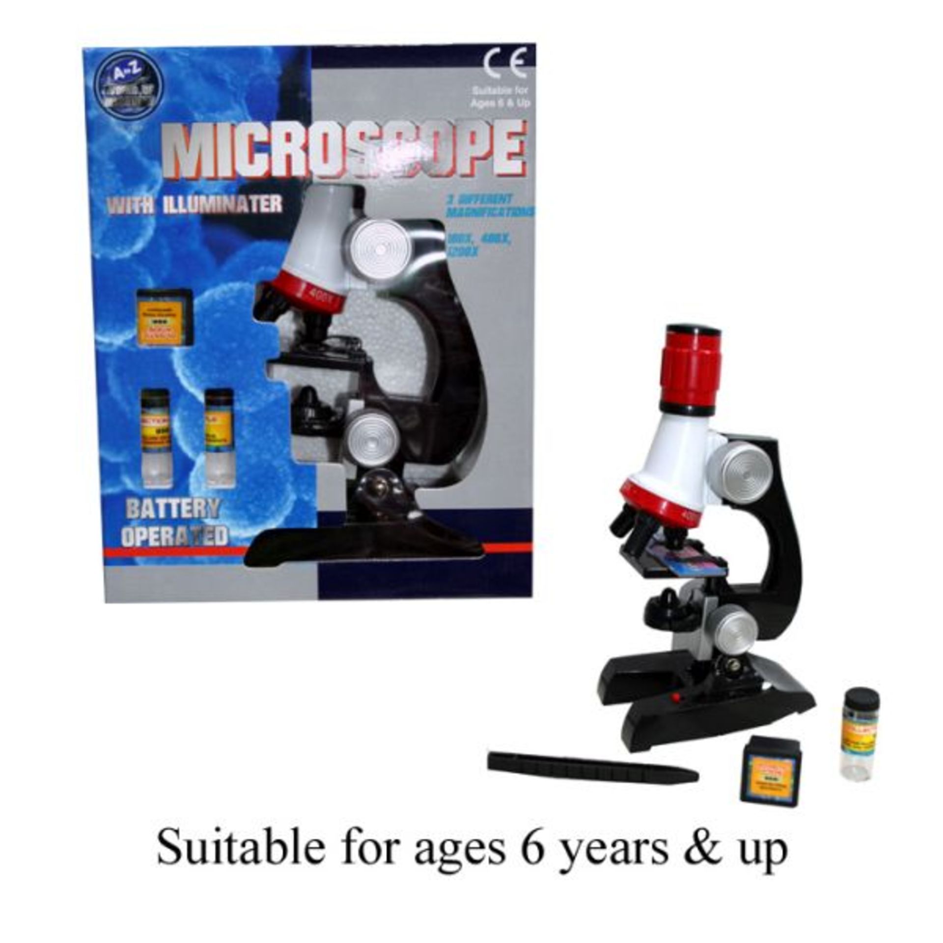 V Brand New Kids Scientific Microscope Play Set With Illuminater - 3 Different Magnifications 100x