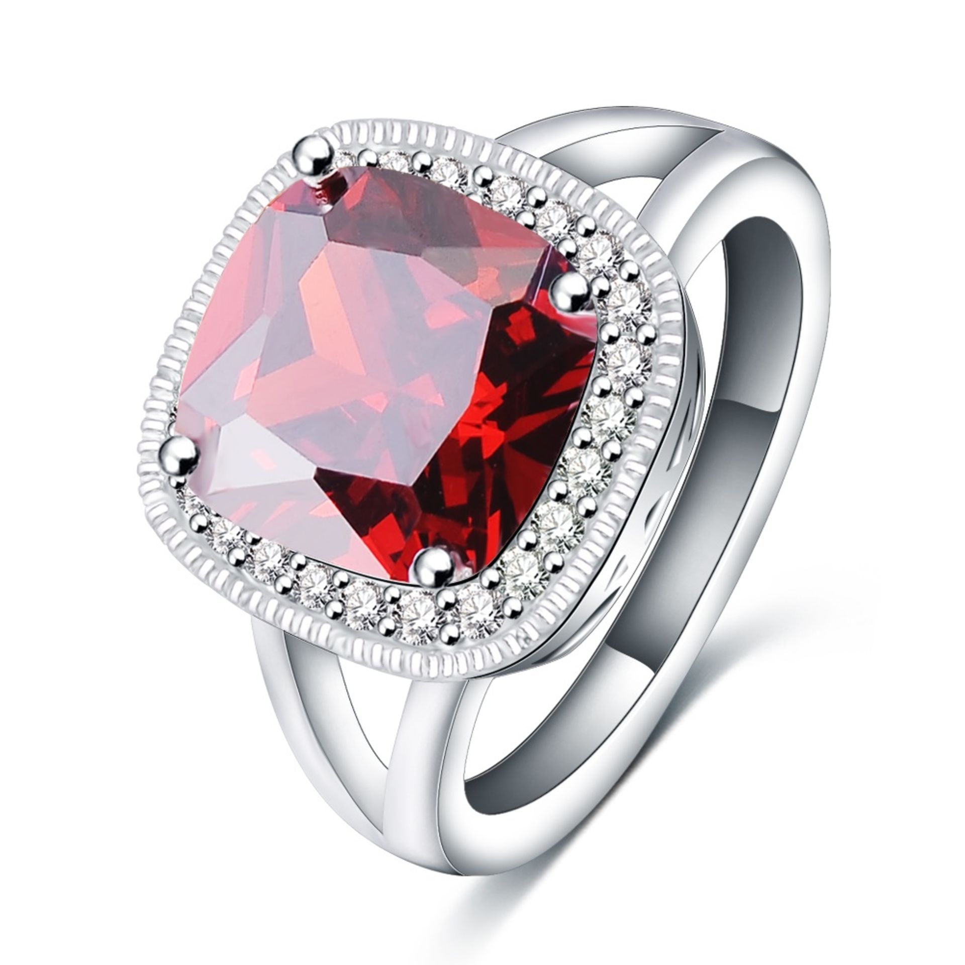 V Brand New Platinum Plated Created Ruby and Crystal Ring X 2 YOUR BID PRICE TO BE MULTIPLIED BY