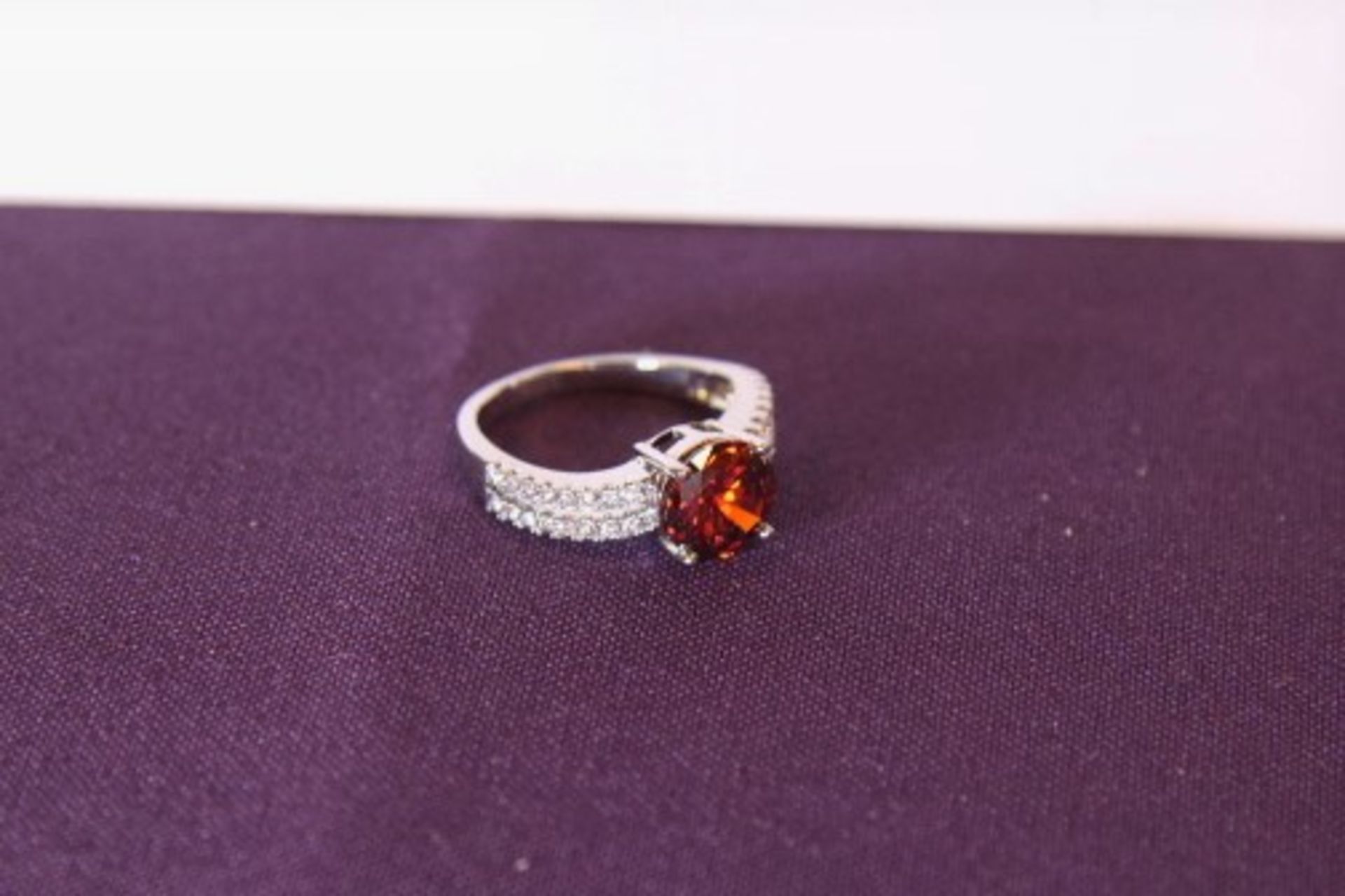 V *TRADE QTY* Brand New Platinum Plated Red and White Stone Ring X 3 YOUR BID PRICE TO BE MULTIPLIED