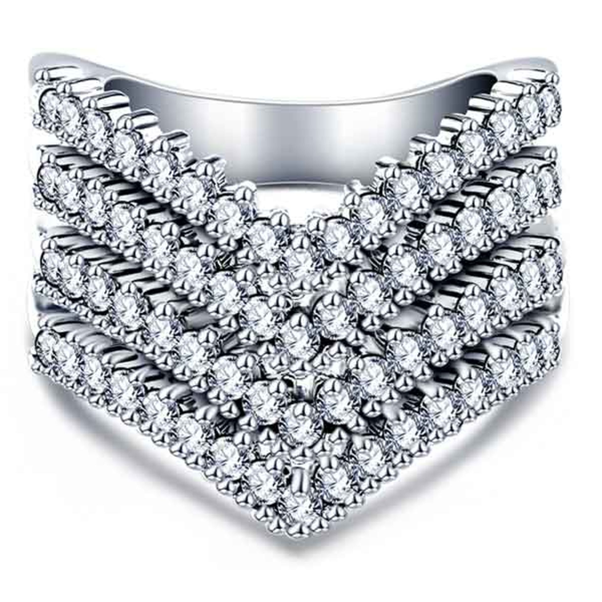 V Brand New Platinum Plated Multi Layer CZ Paved Engagement Ring X 2 YOUR BID PRICE TO BE MULTIPLIED