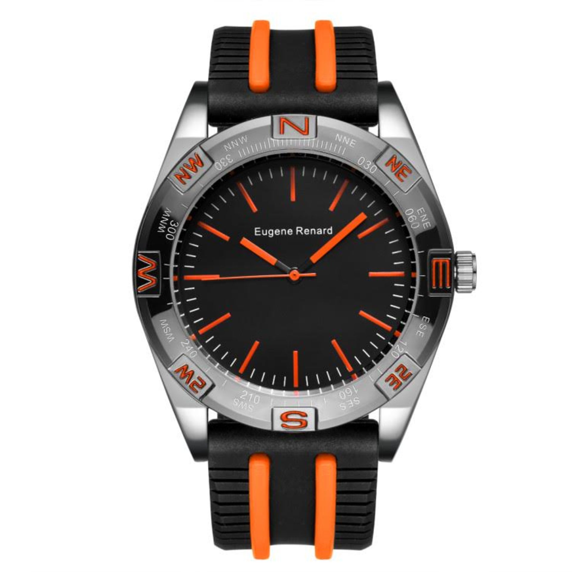V Brand New Gents Eugene Renard Timepiece Model X - Black Face with Orange Indices - Orange/Black - Image 2 of 2