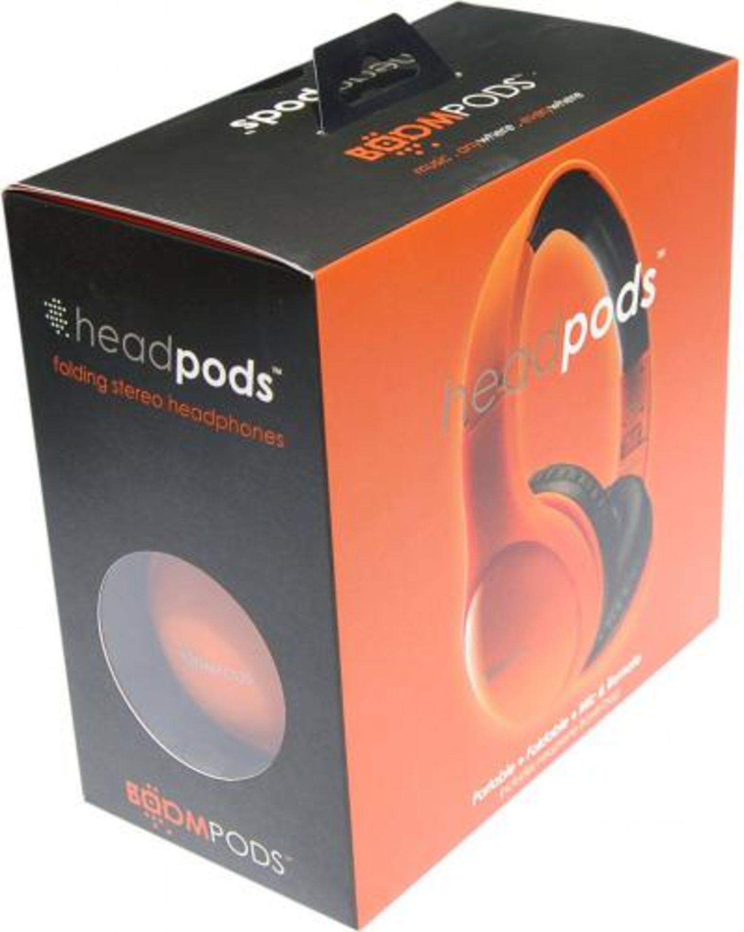 V Brand New Boom Pods Headpods Foldable Soft Touch Over Ear Stereo Headphones With Travel Pouch - Image 2 of 2