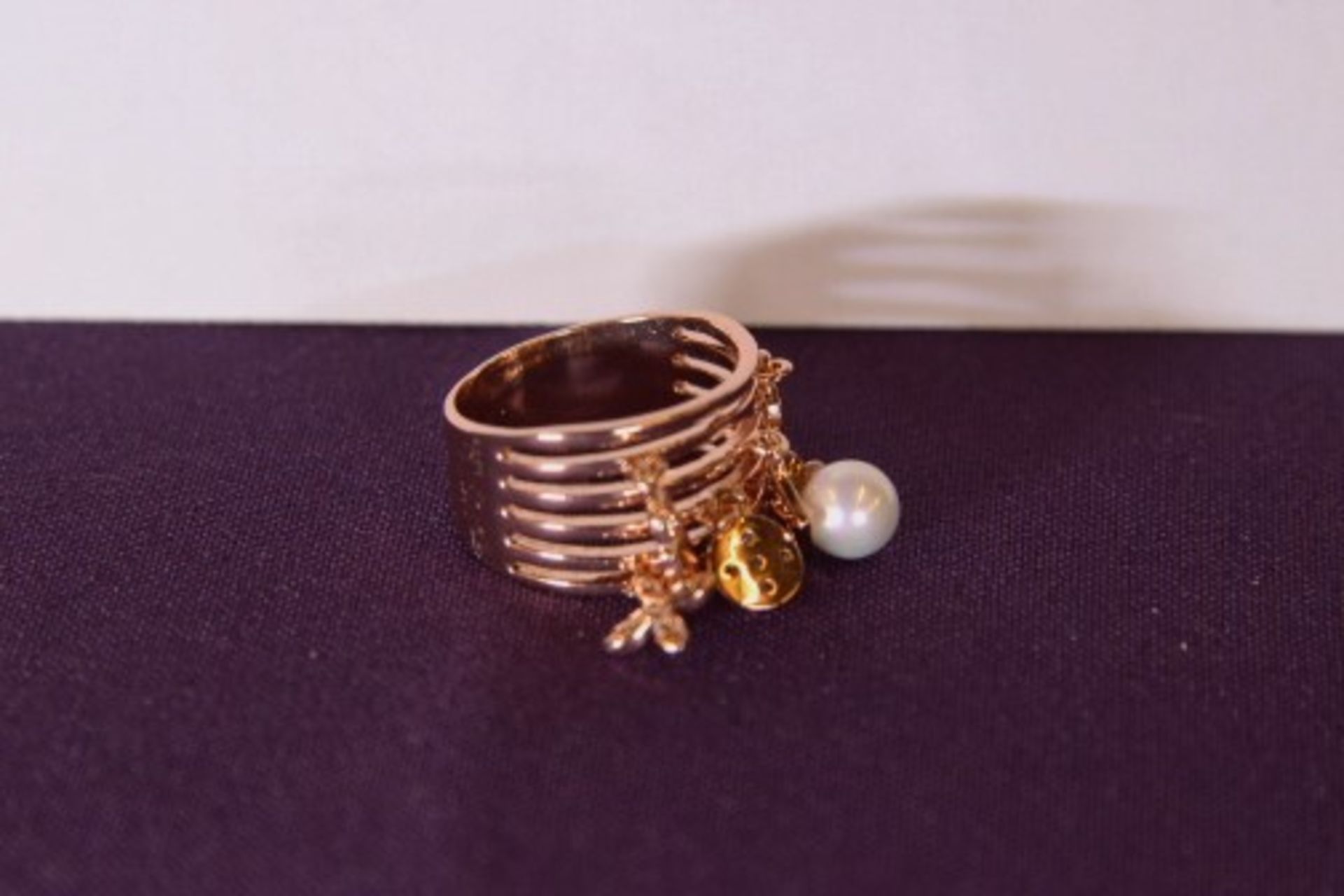 V *TRADE QTY* Brand New Rose Colour Multi Layer Charm Ring X 4 YOUR BID PRICE TO BE MULTIPLIED BY
