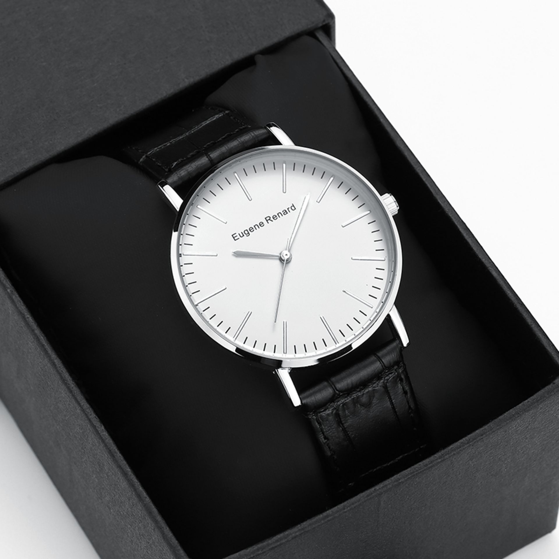 V Brand New Gents Eugene Renard Timepiece Model 6947-Steel Colour Case With Silver Coloured Hands