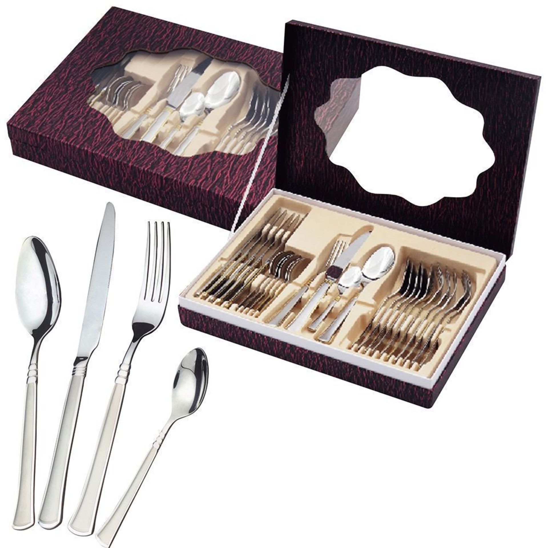 V *TRADE QTY* Brand New Waltman and Sons 24 Piece Polished and Stainless Steel Cutlery set (