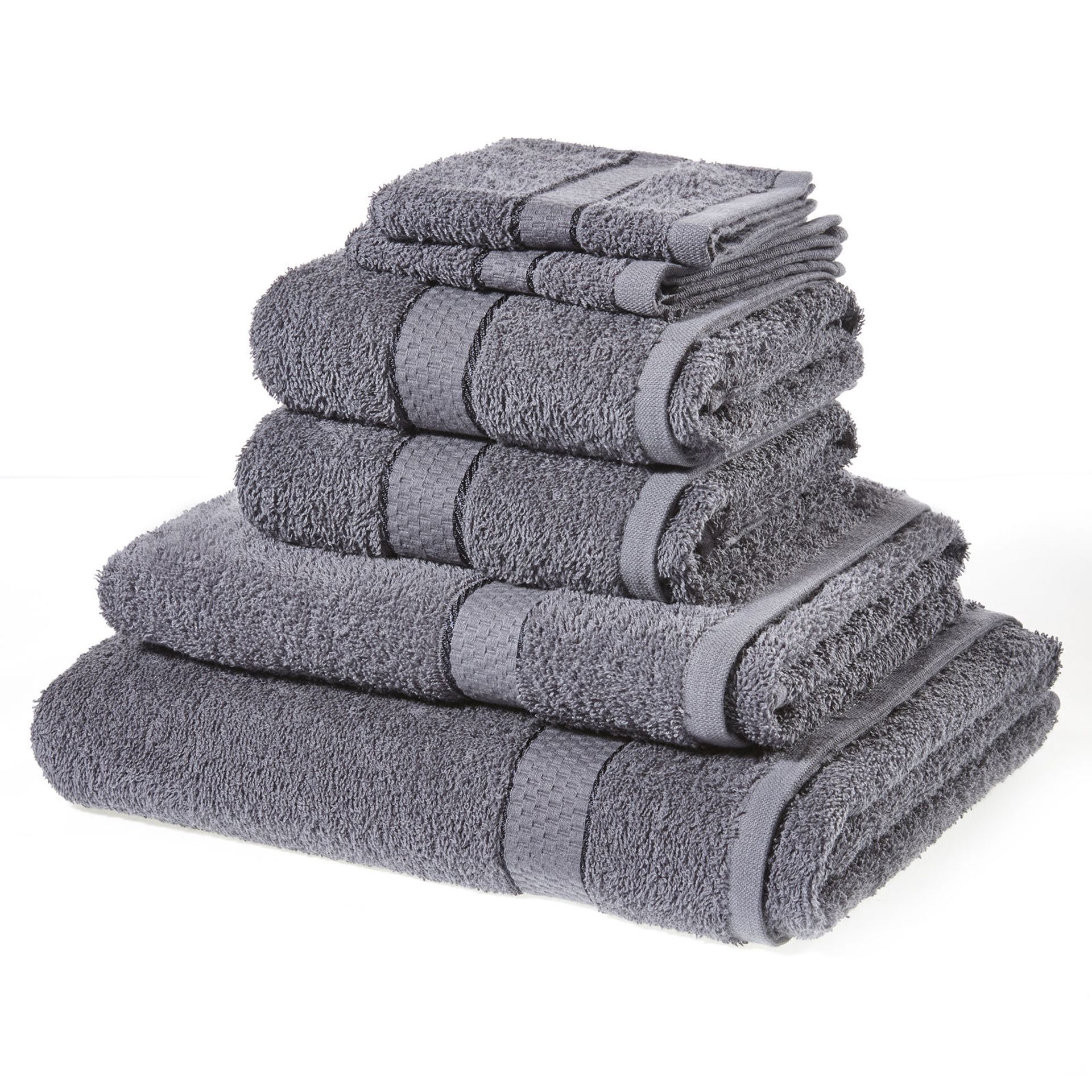 V *TRADE QTY* Brand New Grey 6 Piece Towel Bale Set With 2 Face Towels - 2 Hand Towels - 1 Bath