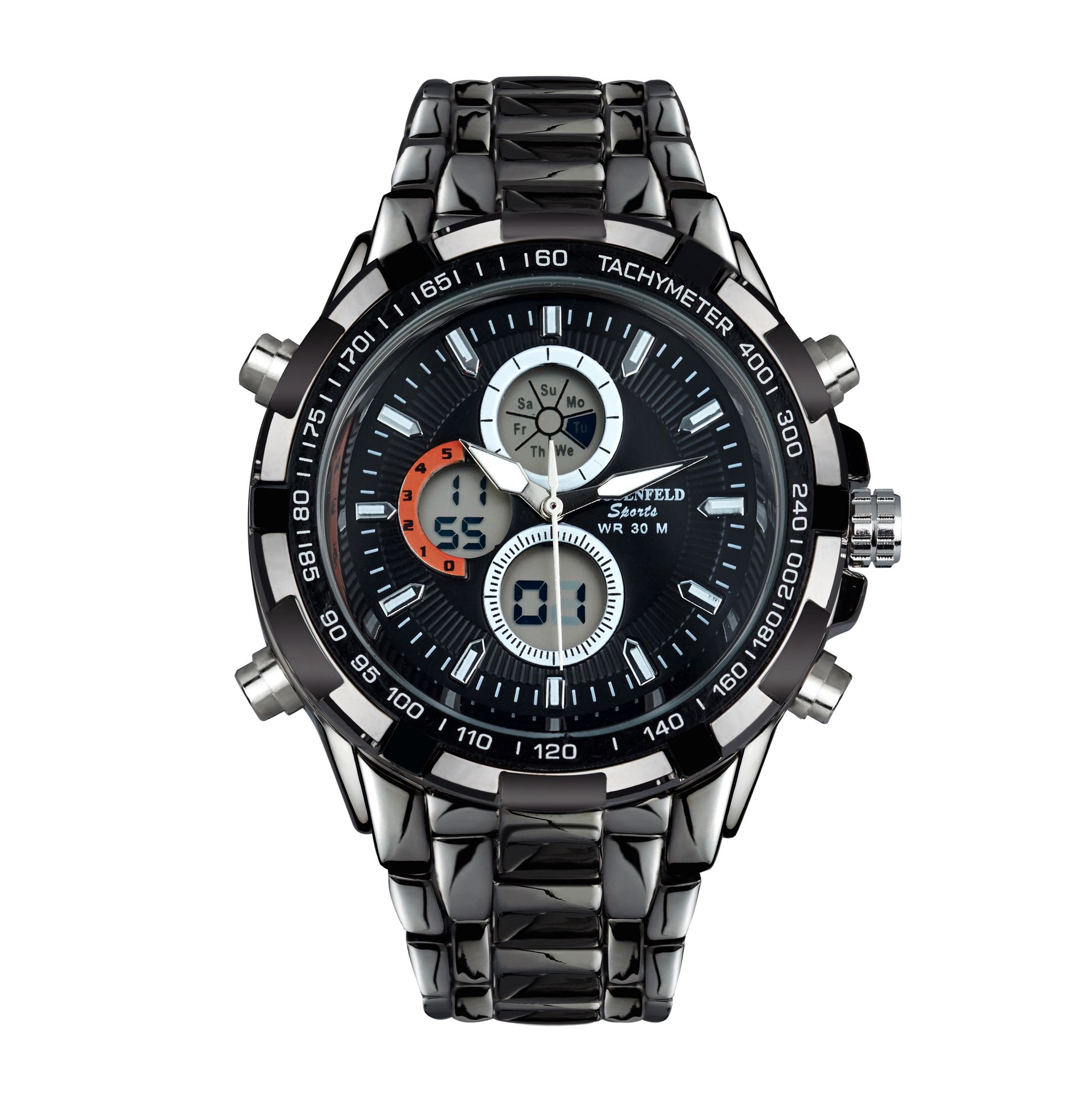 V Brand New Gents Globenfeld Black Super Sports Watch SRP Up to 440.00 With Box - Warranty -