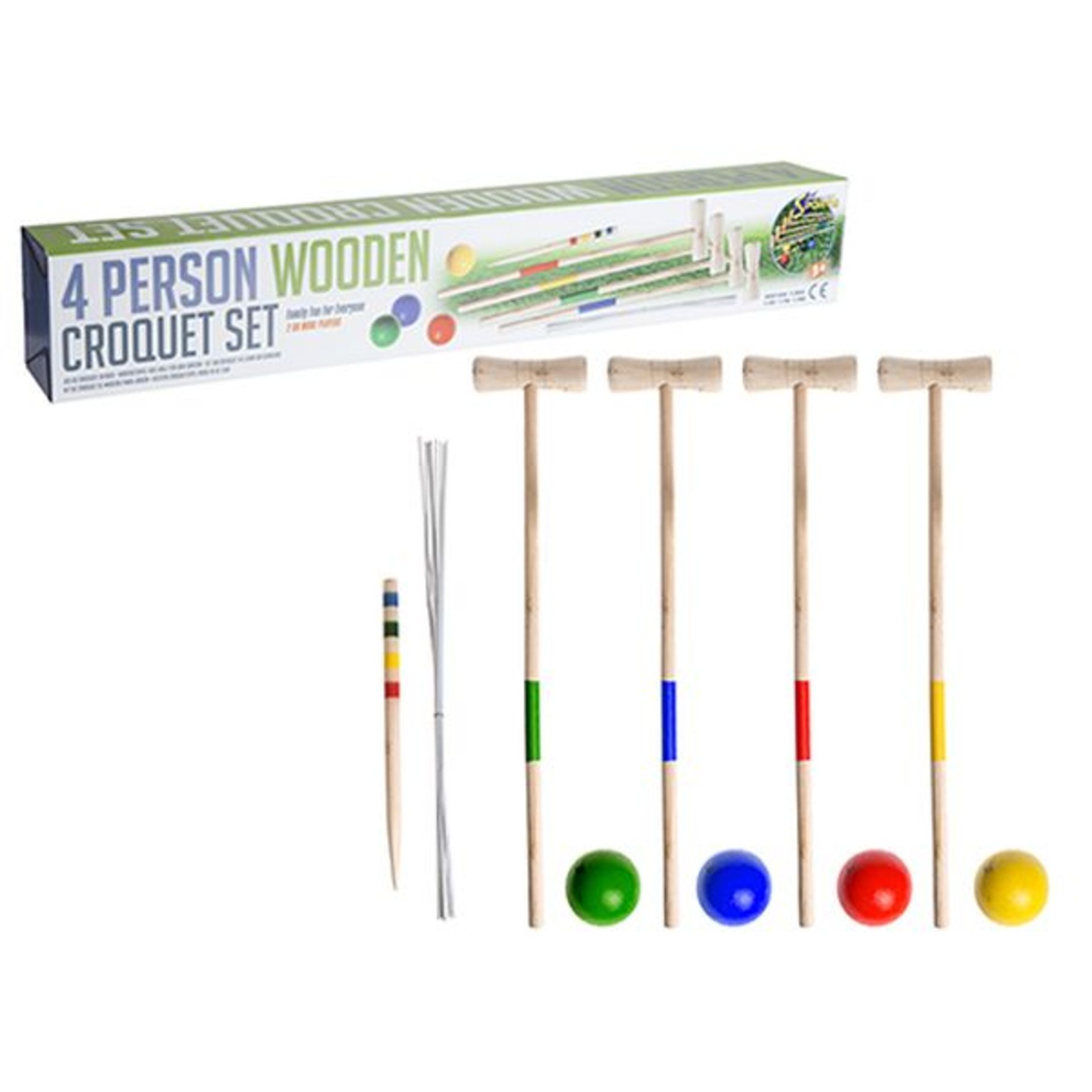 V Brand New Premier Sports Four Person Wooden Croquet Set
