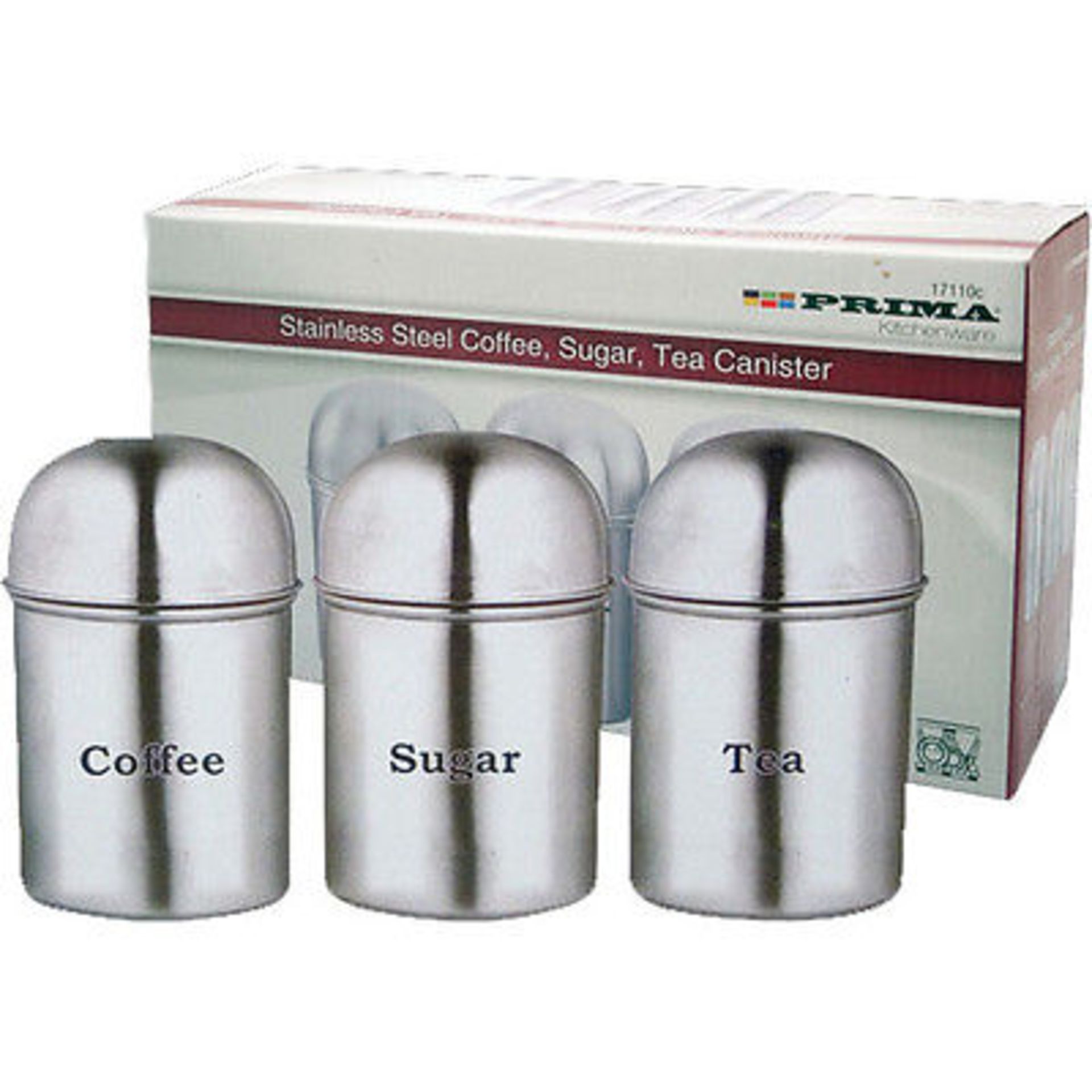 V *TRADE QTY* Brand New 3 Piece Stainless Steel Coffee Sugar and Tea Kitchen Jars X 5 YOUR BID PRICE