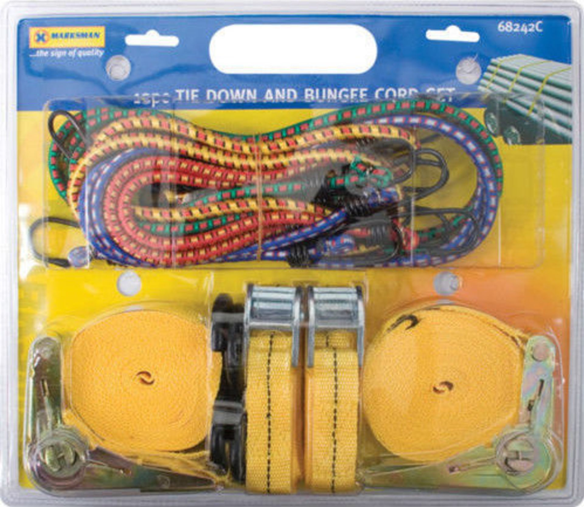V *TRADE QTY* Brand New 12 Piece Tie Down & Bungee Cord Set X 7 YOUR BID PRICE TO BE MULTIPLIED BY