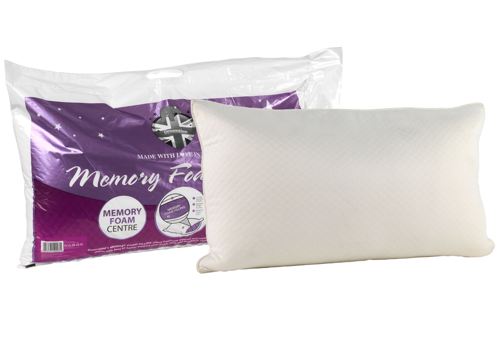 V *TRADE QTY* Brand New Memory Foam Pillow With Luxury Quilted Cover RRP£14.99 X 50 YOUR BID PRICE