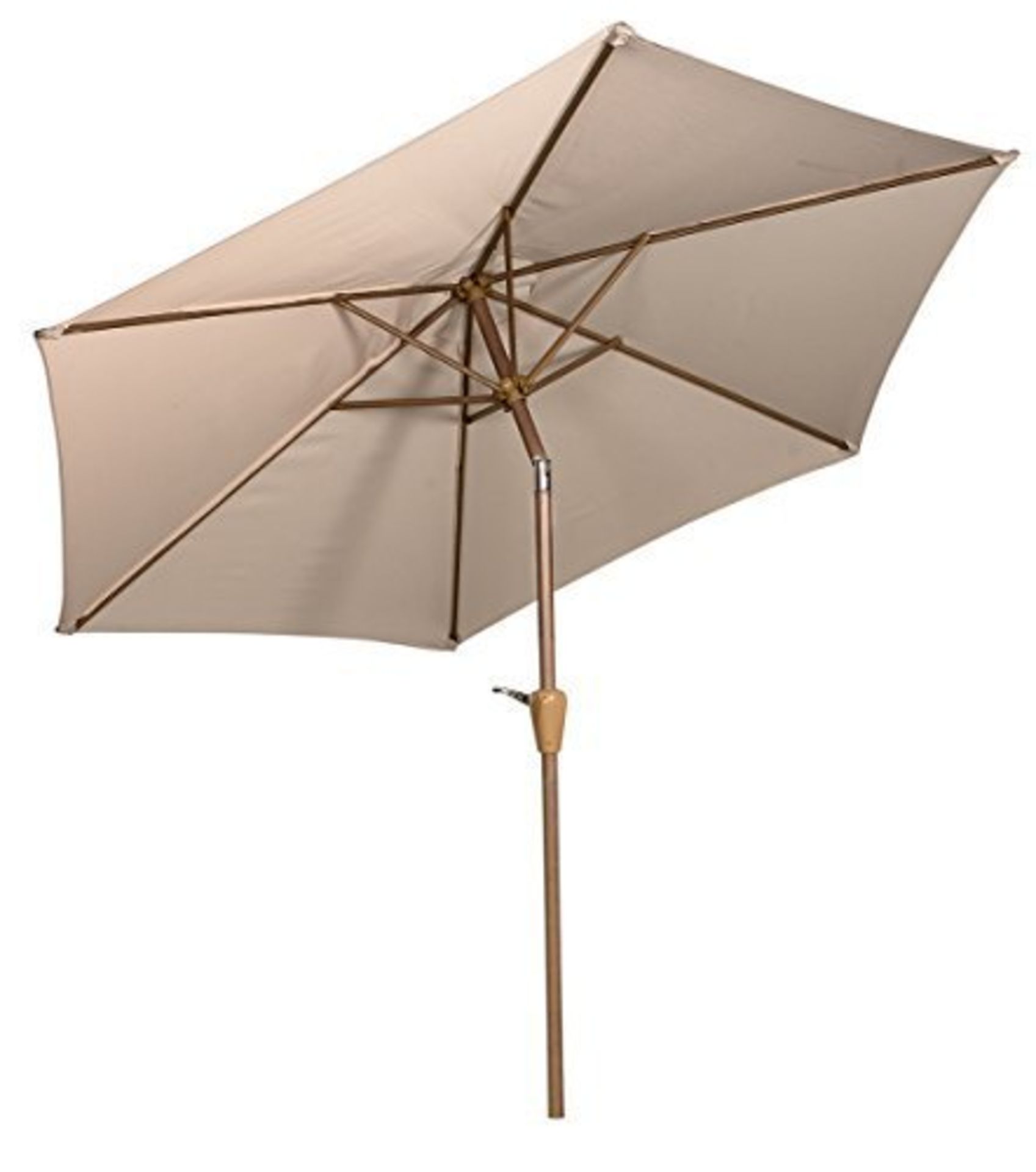 V Brand New Oyster 3.5m Crank Parasol with Wood Effect - Online Price £62.99 (Gardenfurnitureworld)