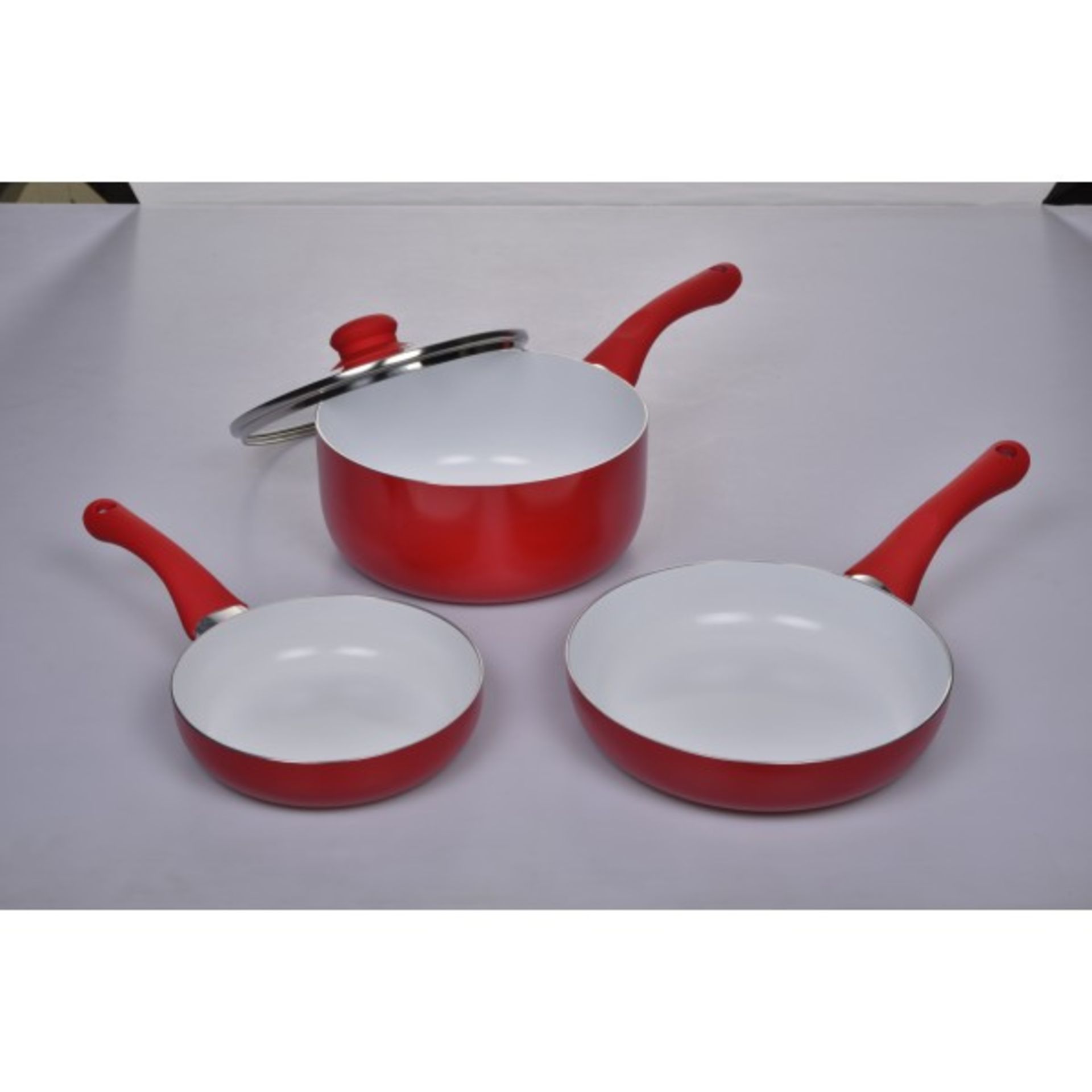 V *TRADE QTY* Brand New Red Four Piece Cermalon Nonstick Ceramic Coating 16cm & 20cm Frypans-20cm