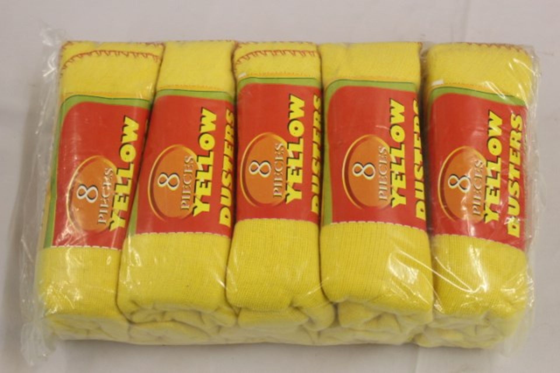 V *TRADE QTY* Brand New 80 Yellow Dusters In Packs Of 8 - 100% Cotton - Ideal For All cleaning Tasks