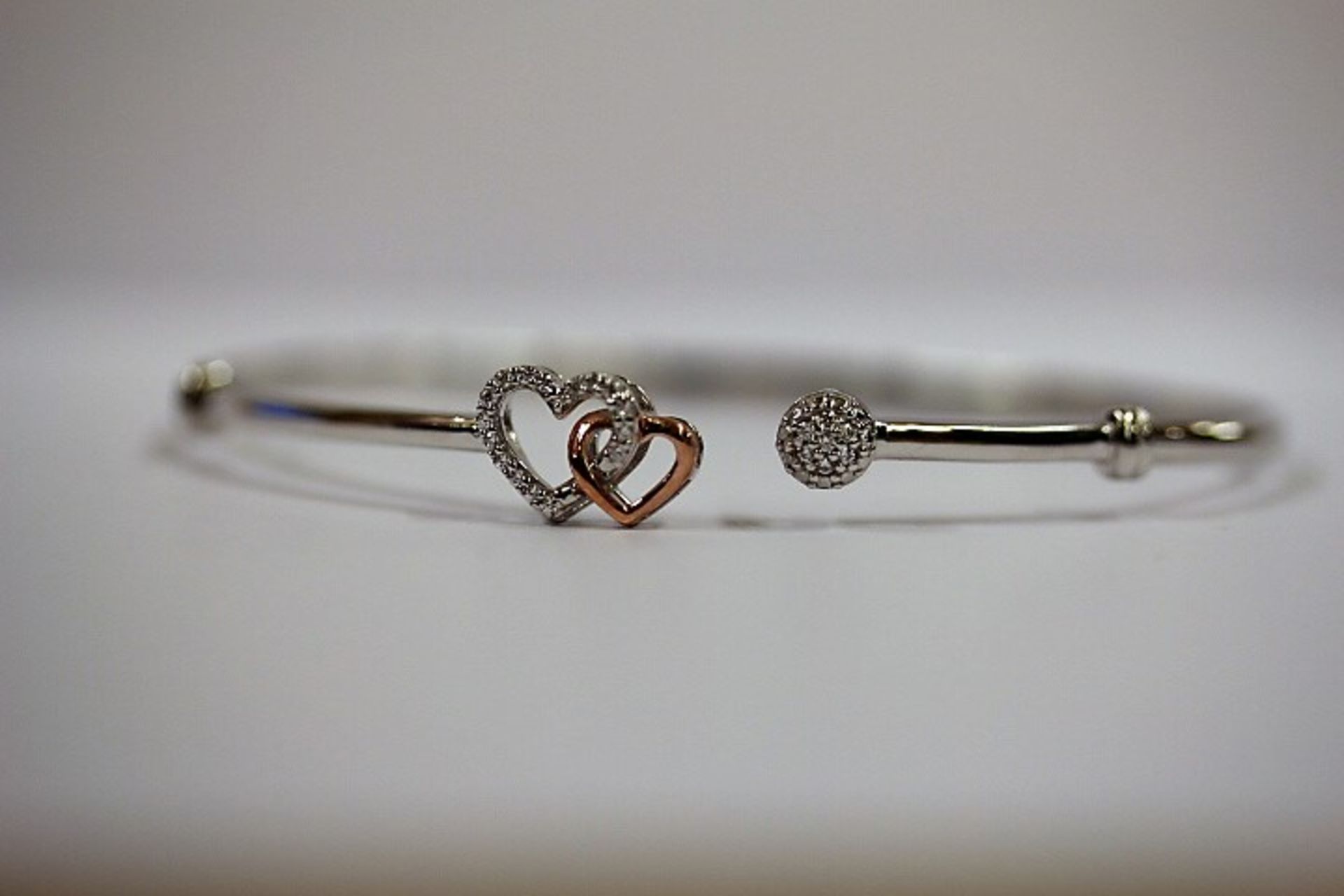 Brand New WM Diamond Encrusted Heart Bangle