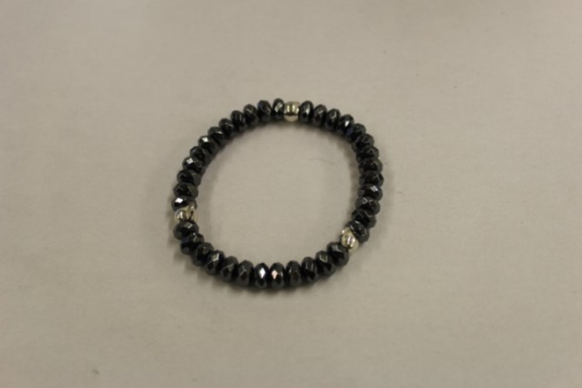 V WM Black Bead Bracelet