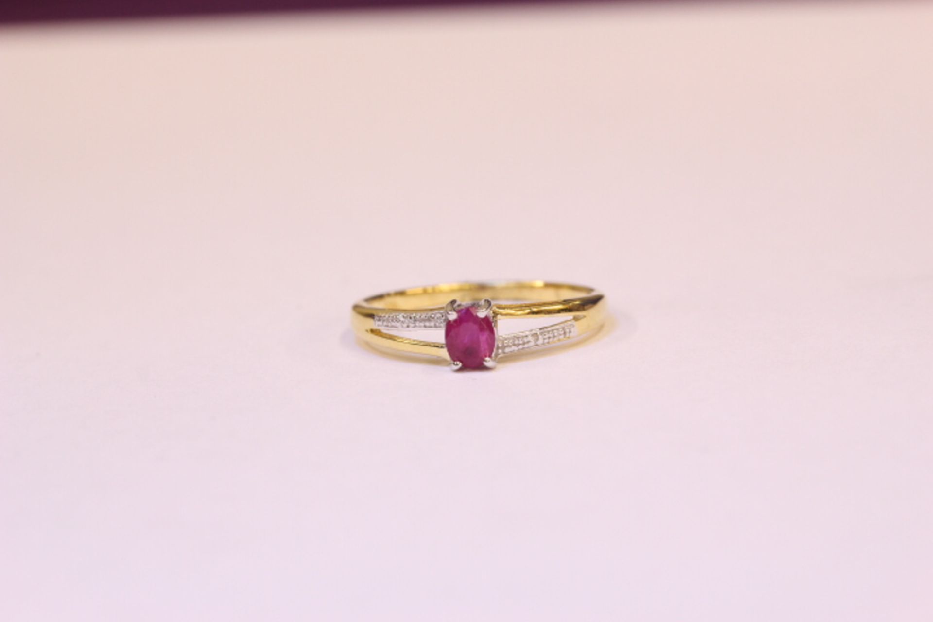 Brand New Gold Plated (Hallmarked) Ruby & Diamond Heart Ring