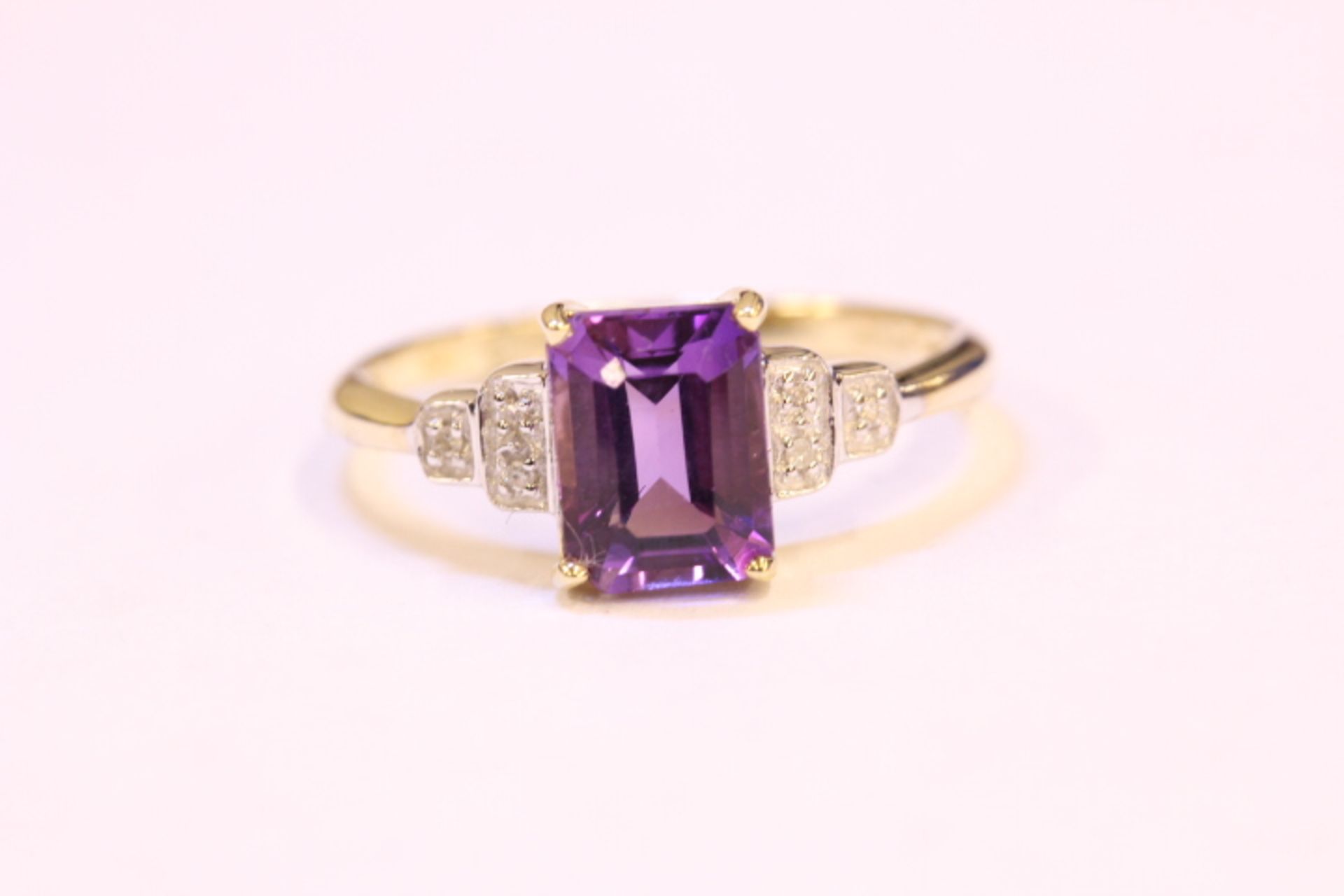 Brand New Yellow Gold Purple Topaz & Diamond Ring