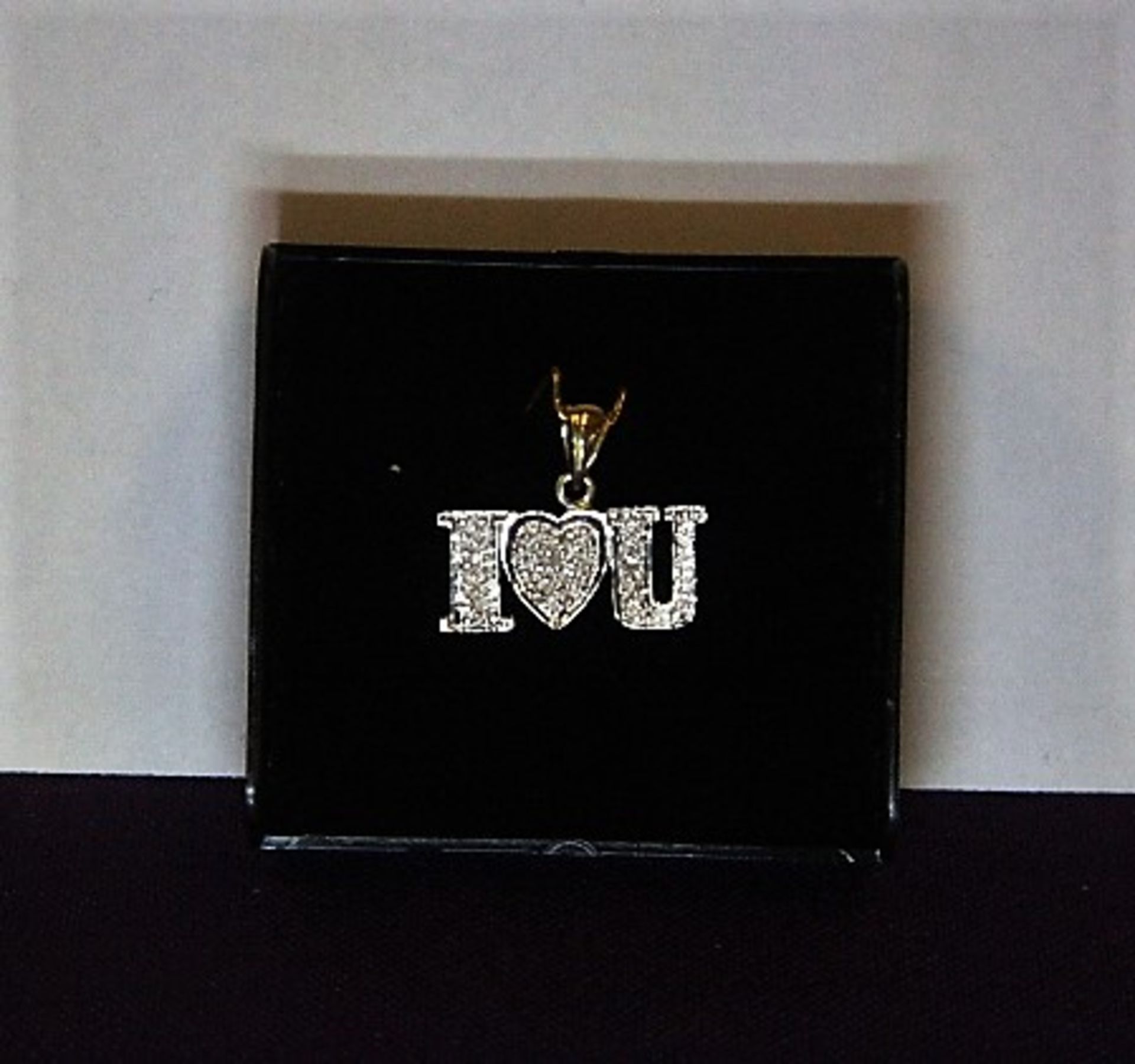 Brand New Yellow Gold I Heart U Diamond Pendant