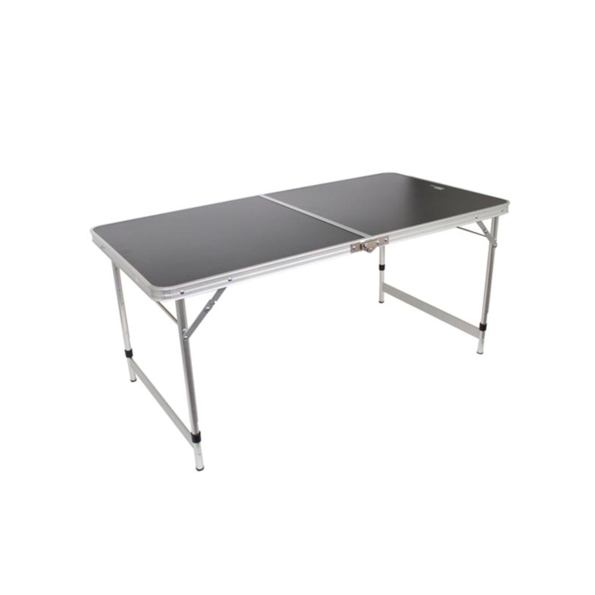 V *TRADE QTY* Brand New 1.2m Double Folding Table With Carry Bag - Charcoal Top/Silver Frame -