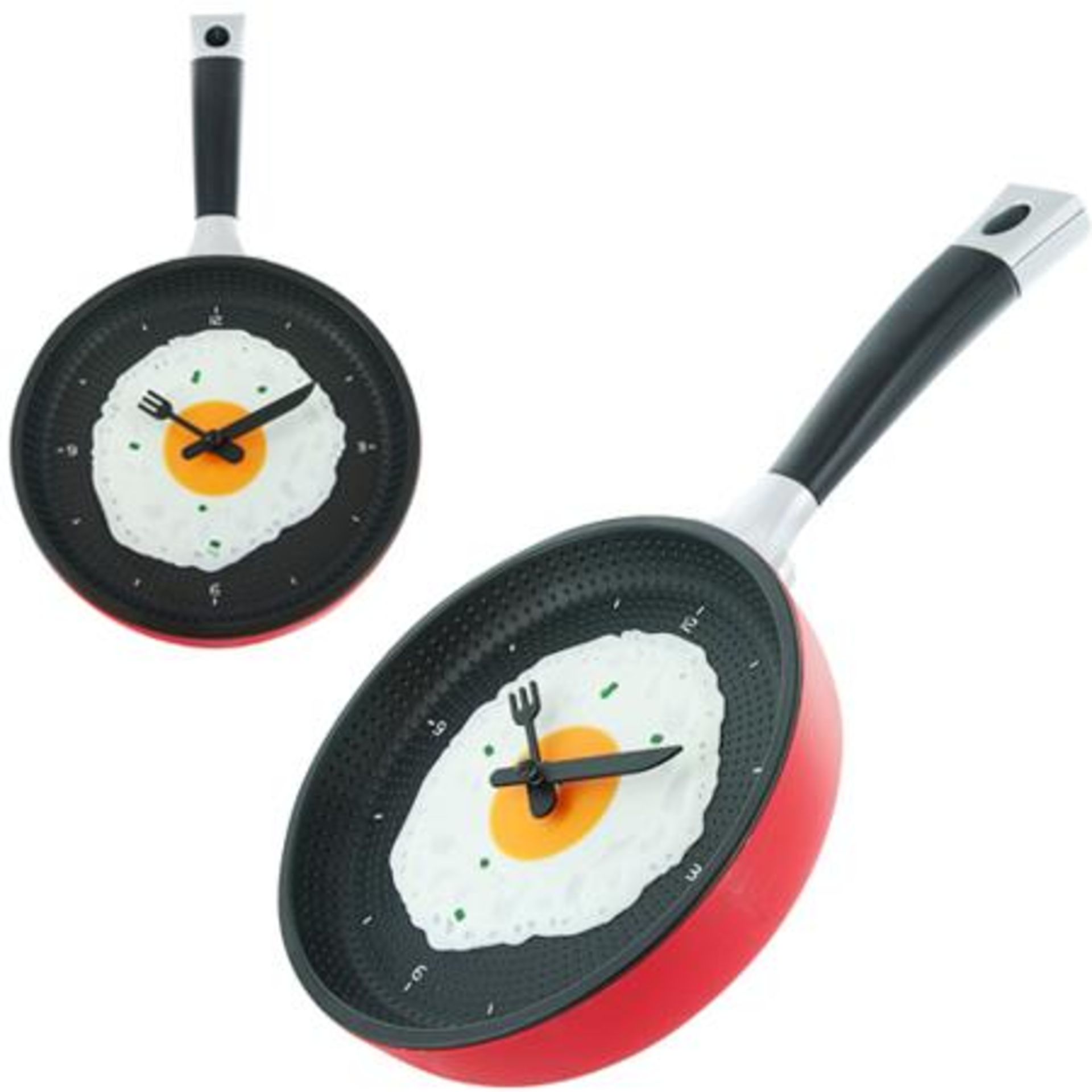 V Brand New Frying Pan Wall Clock (Colour may vary) X 2 YOUR BID PRICE TO BE MULTIPLIED BY TWO