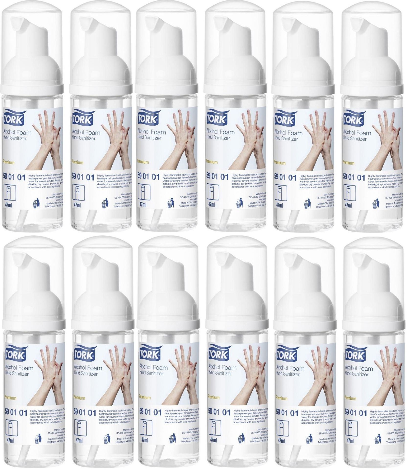 V Brand New A Lot Of Twelve 47ml Bottles Tork Alchol Foam Hand Sanitizers ISP 45.99 Euros (Conrad.